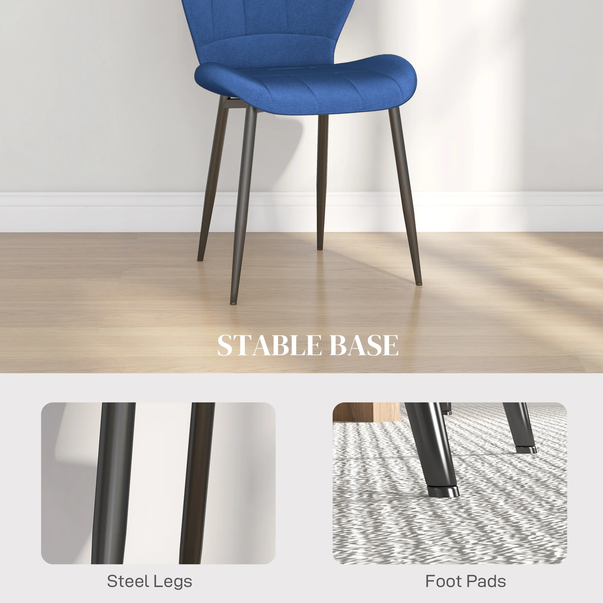 HOMCOM Modern Style Kitchen Chairs Set Of 4 With Flannel Upholstered, Light Grey - Image 15
