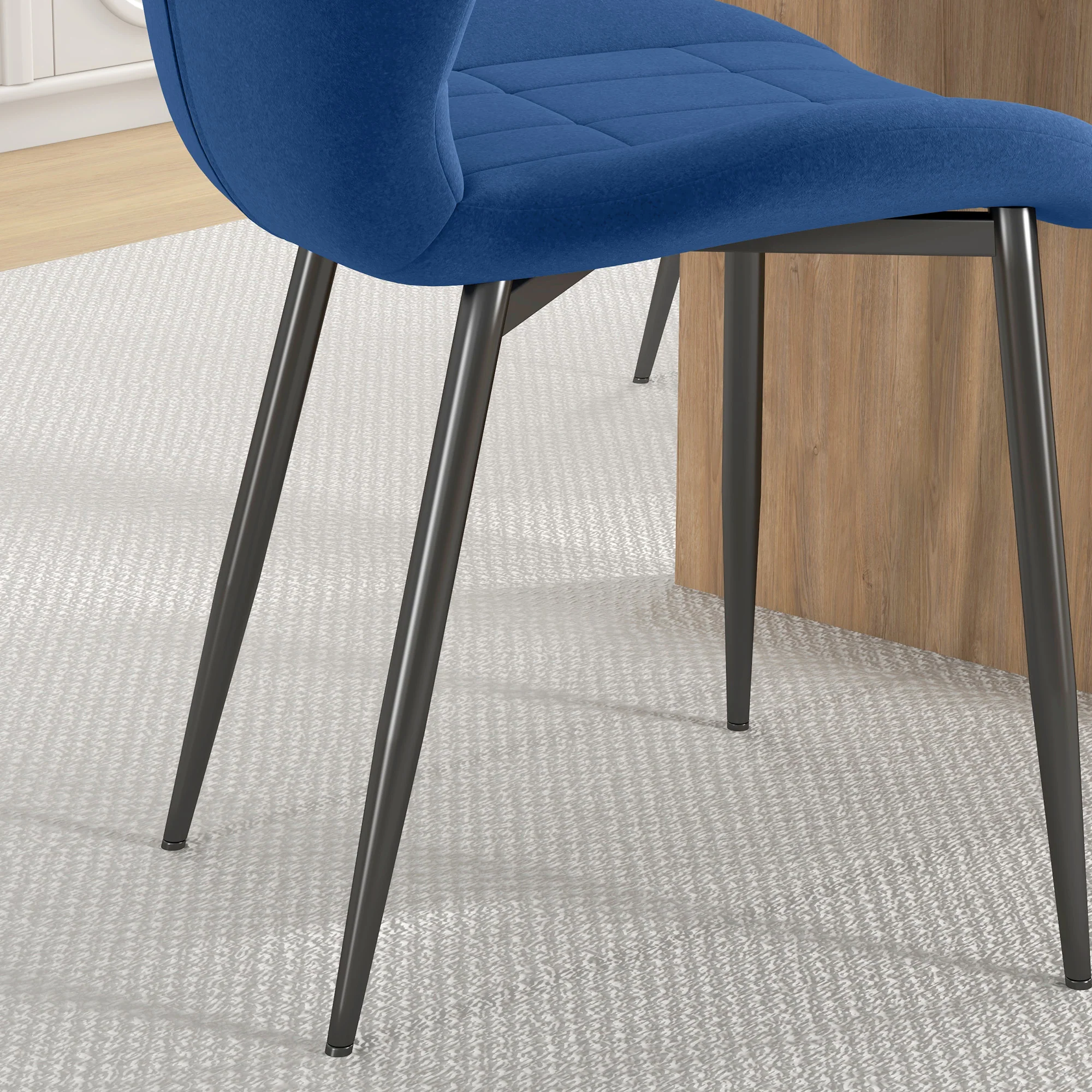 HOMCOM Modern Style Kitchen Chairs Set Of 4 With Flannel Upholstered, Light Grey - Image 18