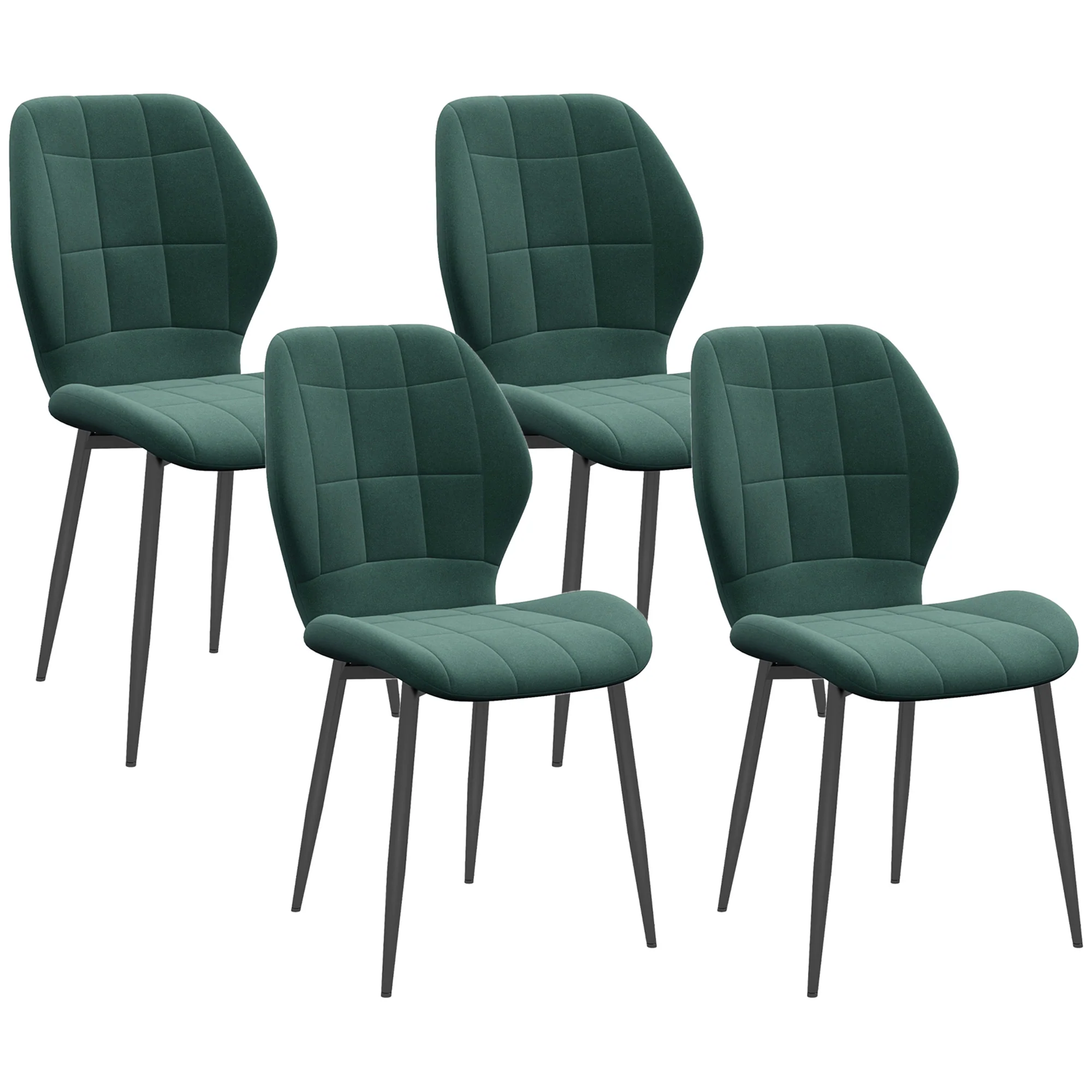 HOMCOM Modern Style Kitchen Chairs Set Of 4 With Flannel Upholstered, Light Grey - Image 19