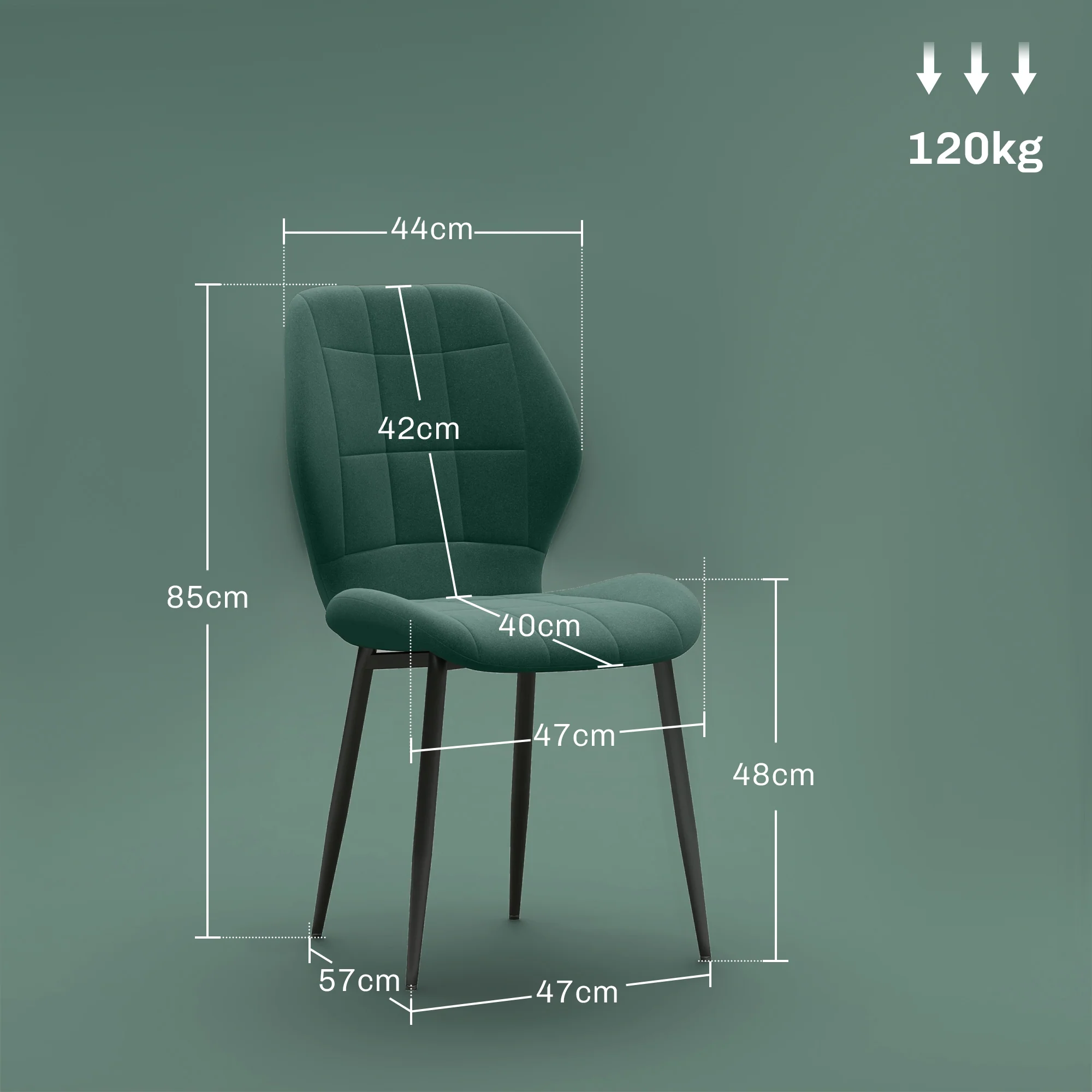 HOMCOM Modern Style Kitchen Chairs Set Of 4 With Flannel Upholstered, Light Grey - Image 22