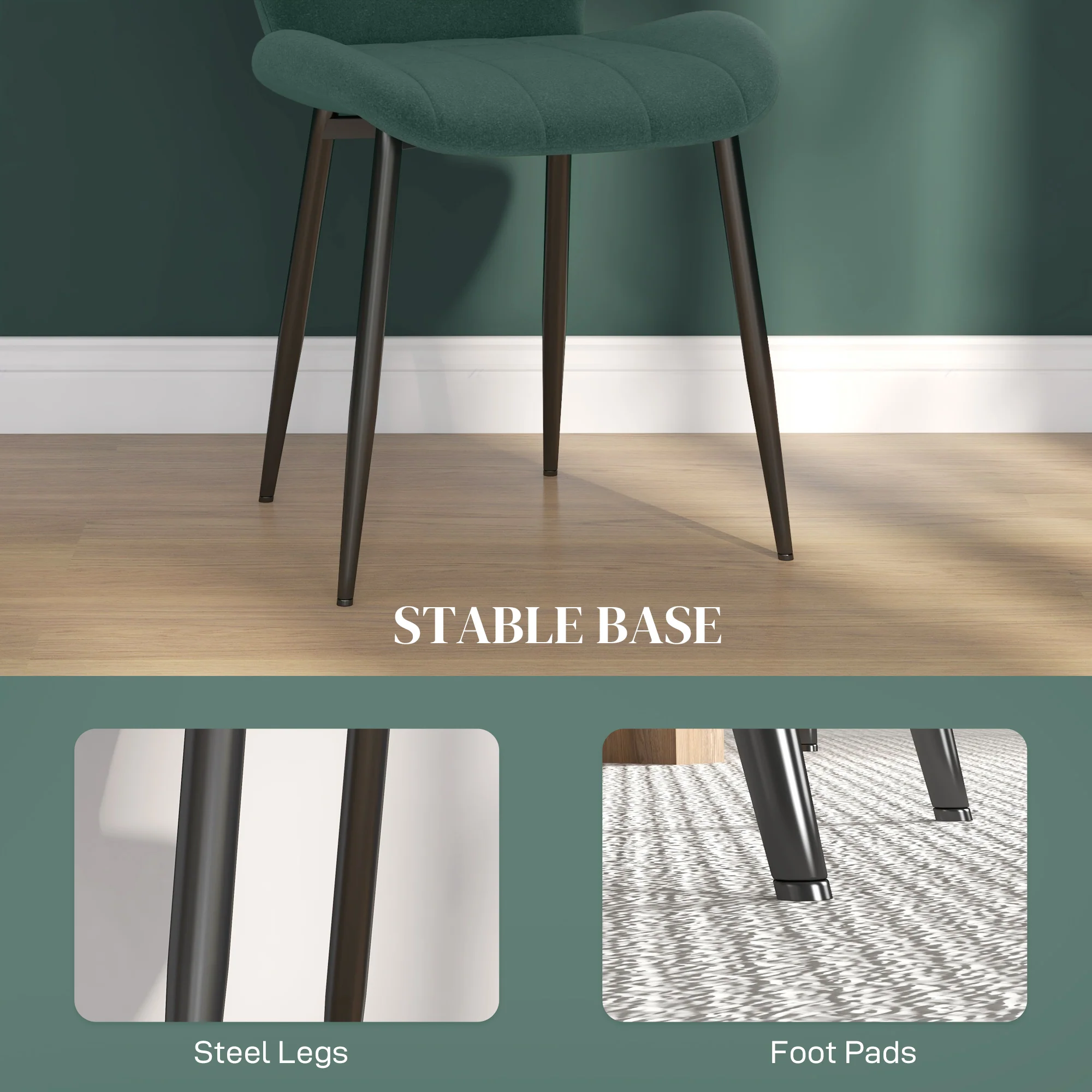 HOMCOM Modern Style Kitchen Chairs Set Of 4 With Flannel Upholstered, Light Grey - Image 23