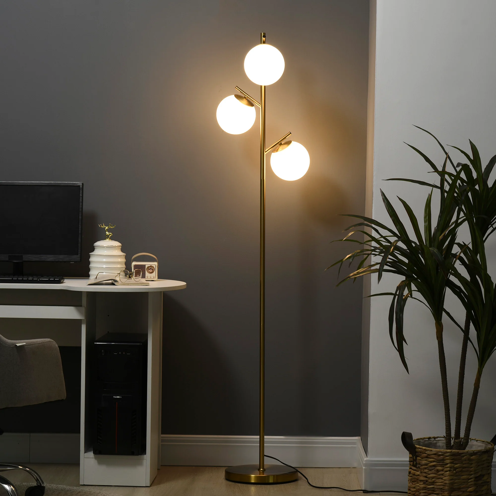 HOMCOM Modern Tree Floor Lamp With 3 Light, For Living Room Bedroom - Image 11