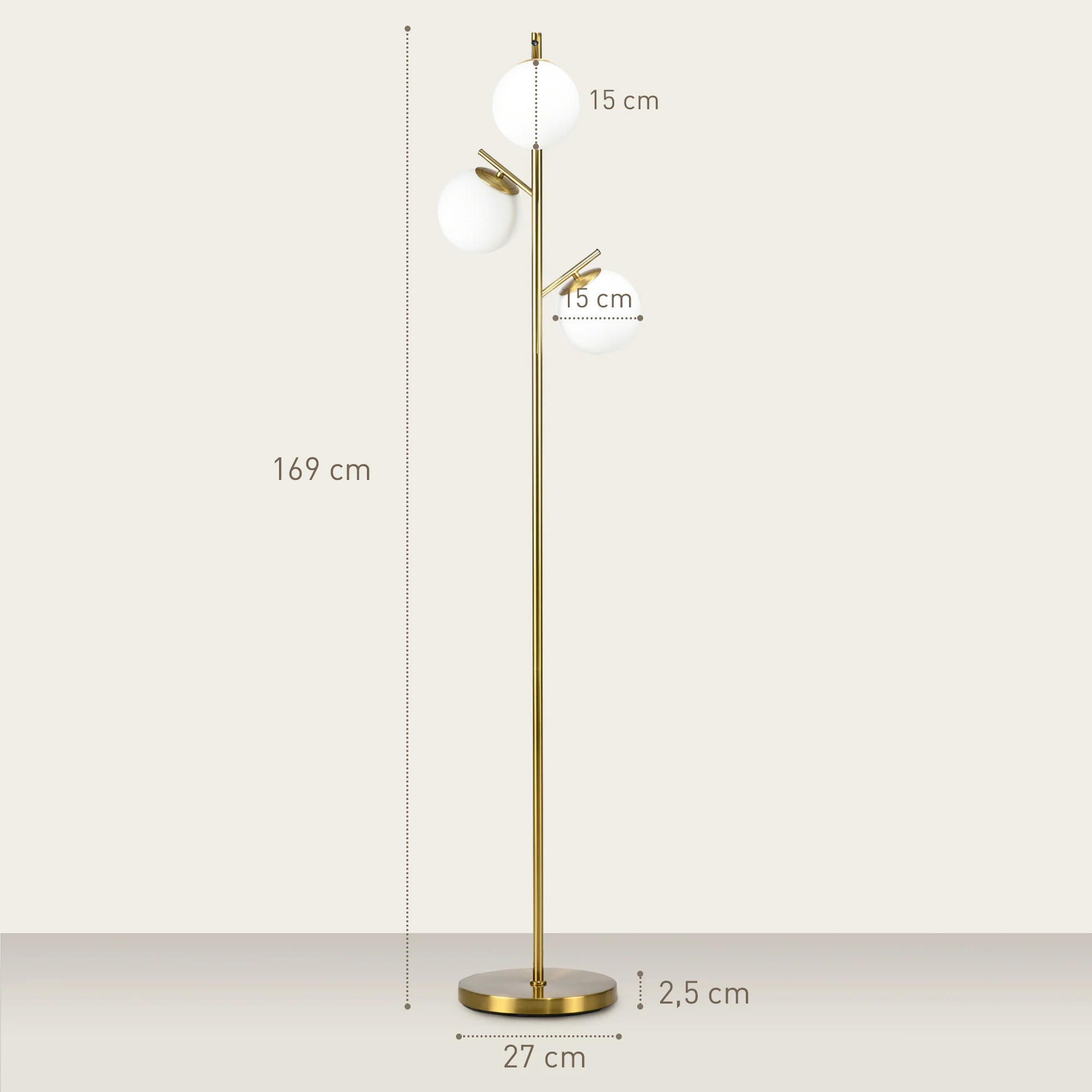 HOMCOM Modern Tree Floor Lamp With 3 Light, For Living Room Bedroom - Image 14