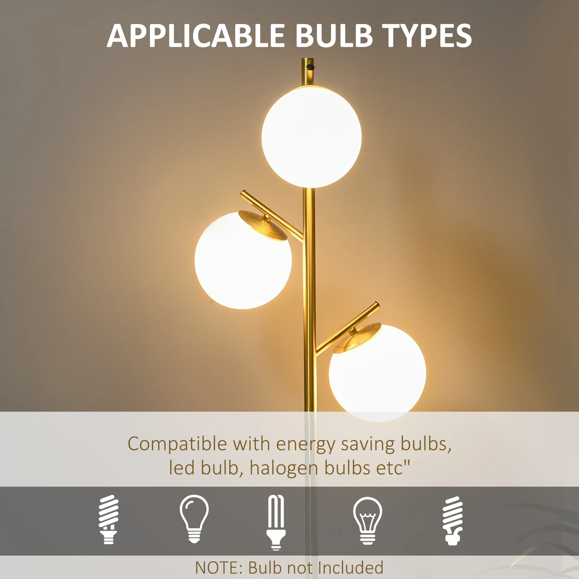 HOMCOM Modern Tree Floor Lamp With 3 Light, For Living Room Bedroom - Image 15