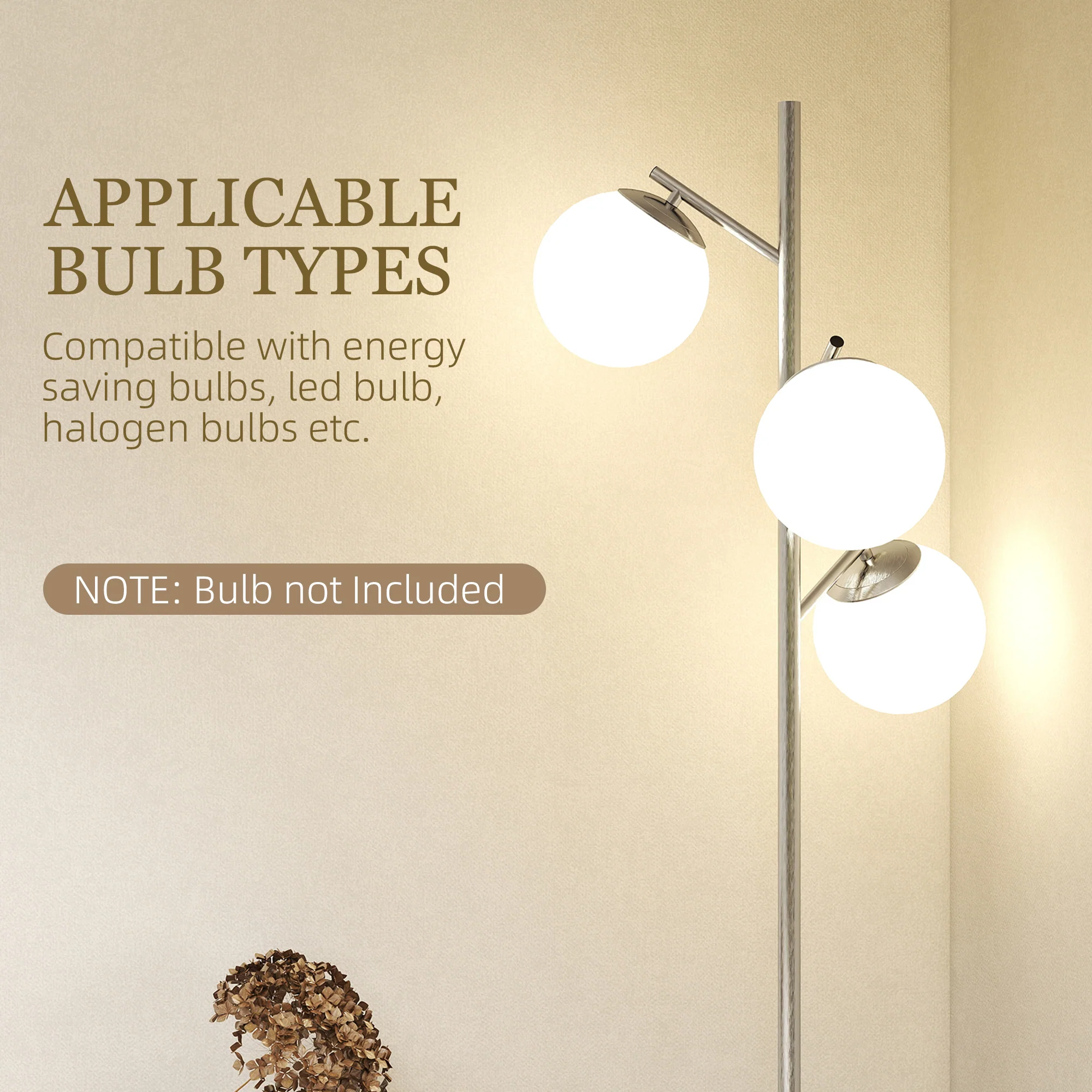 HOMCOM Modern Tree Floor Lamp With 3 Light, For Living Room Bedroom - Image 24