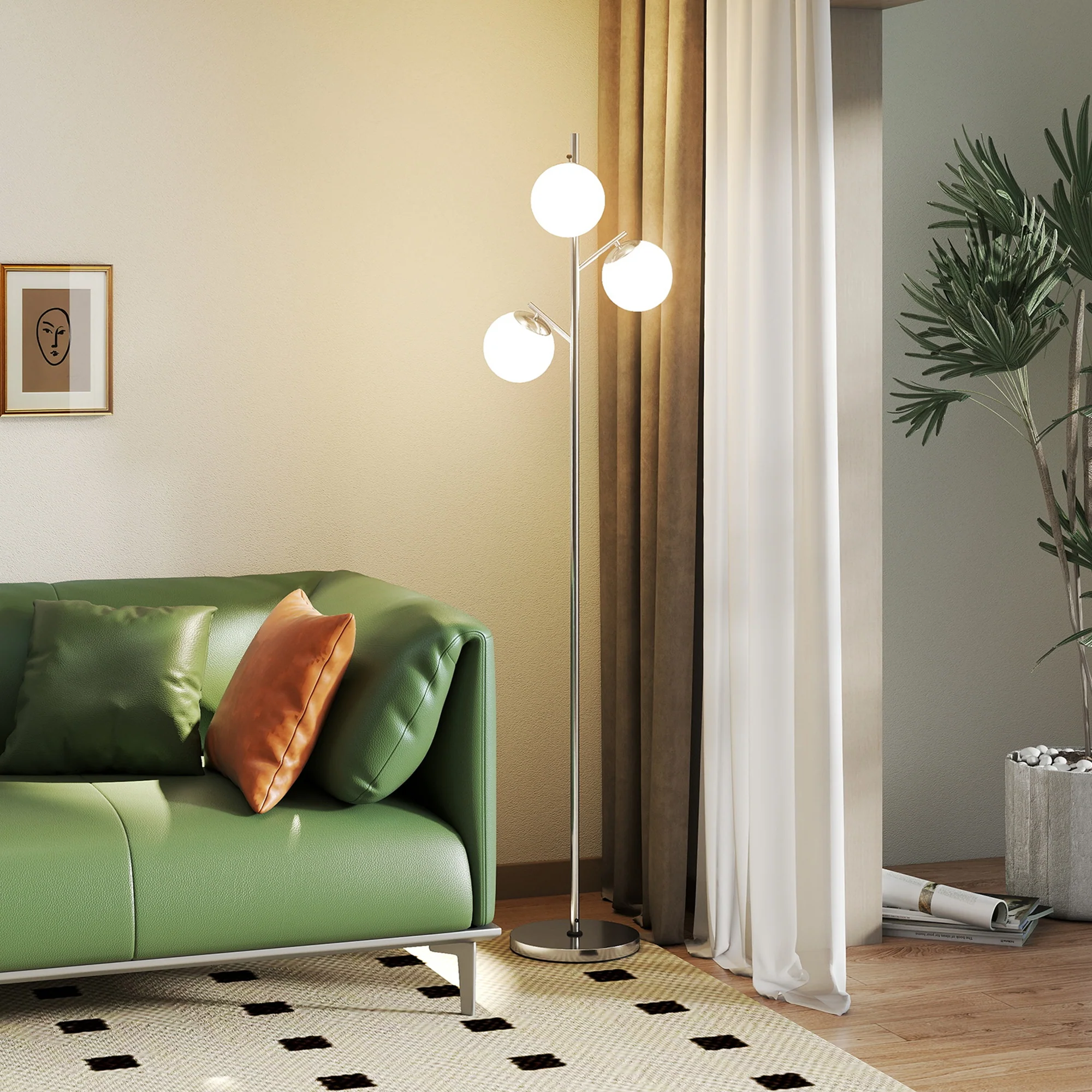 HOMCOM Modern Tree Floor Lamp With 3 Light, For Living Room Bedroom - Image 26