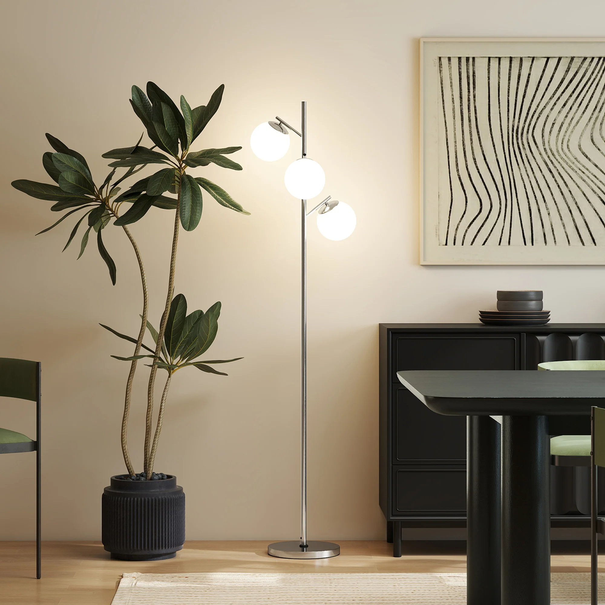HOMCOM Modern Tree Floor Lamp With 3 Light, For Living Room Bedroom - Image 27