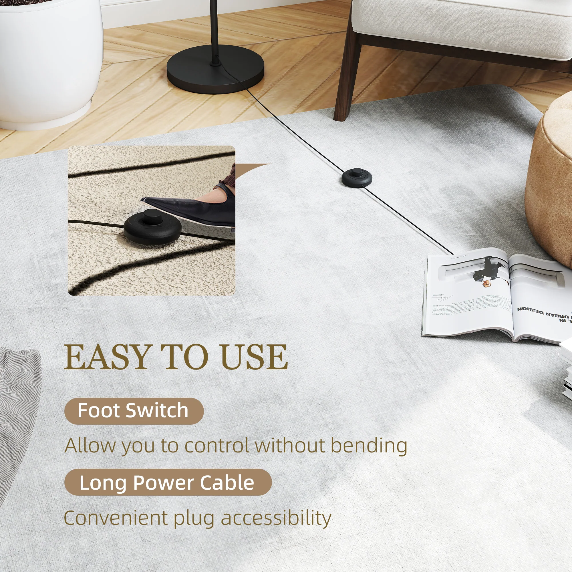 HOMCOM Modern Tree Floor Lamp With 3 Light, For Living Room Bedroom - Image 4