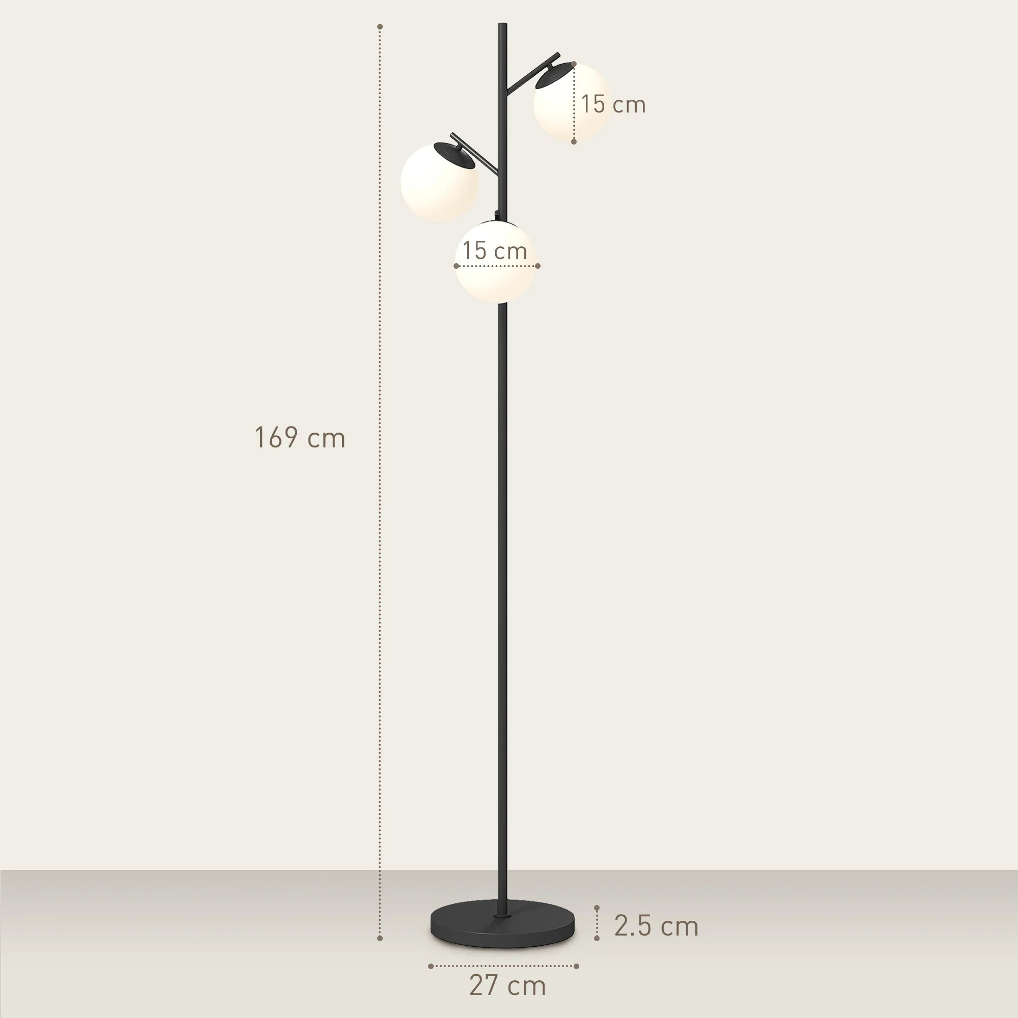 HOMCOM Modern Tree Floor Lamp With 3 Light, For Living Room Bedroom - Image 5