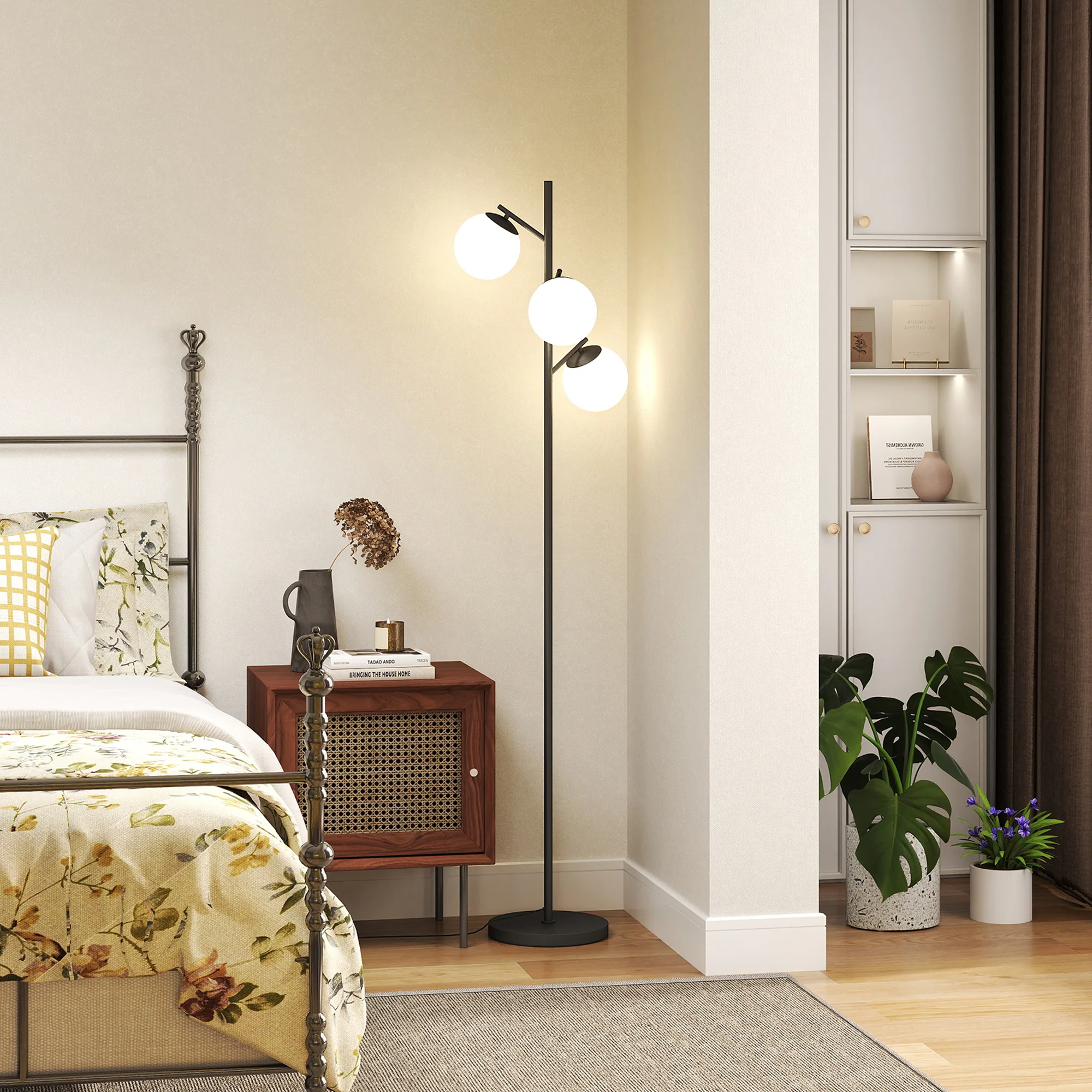 HOMCOM Modern Tree Floor Lamp With 3 Light, For Living Room Bedroom - Image 7