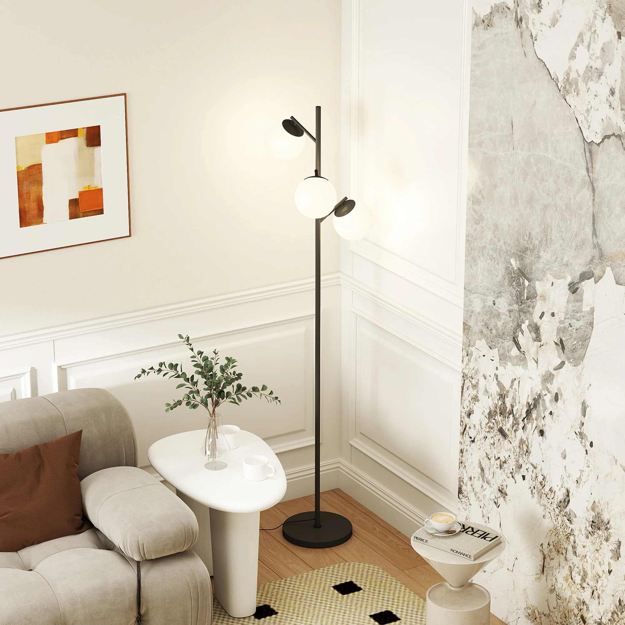 HOMCOM Modern Tree Floor Lamp With 3 Light, For Living Room Bedroom - Image 9