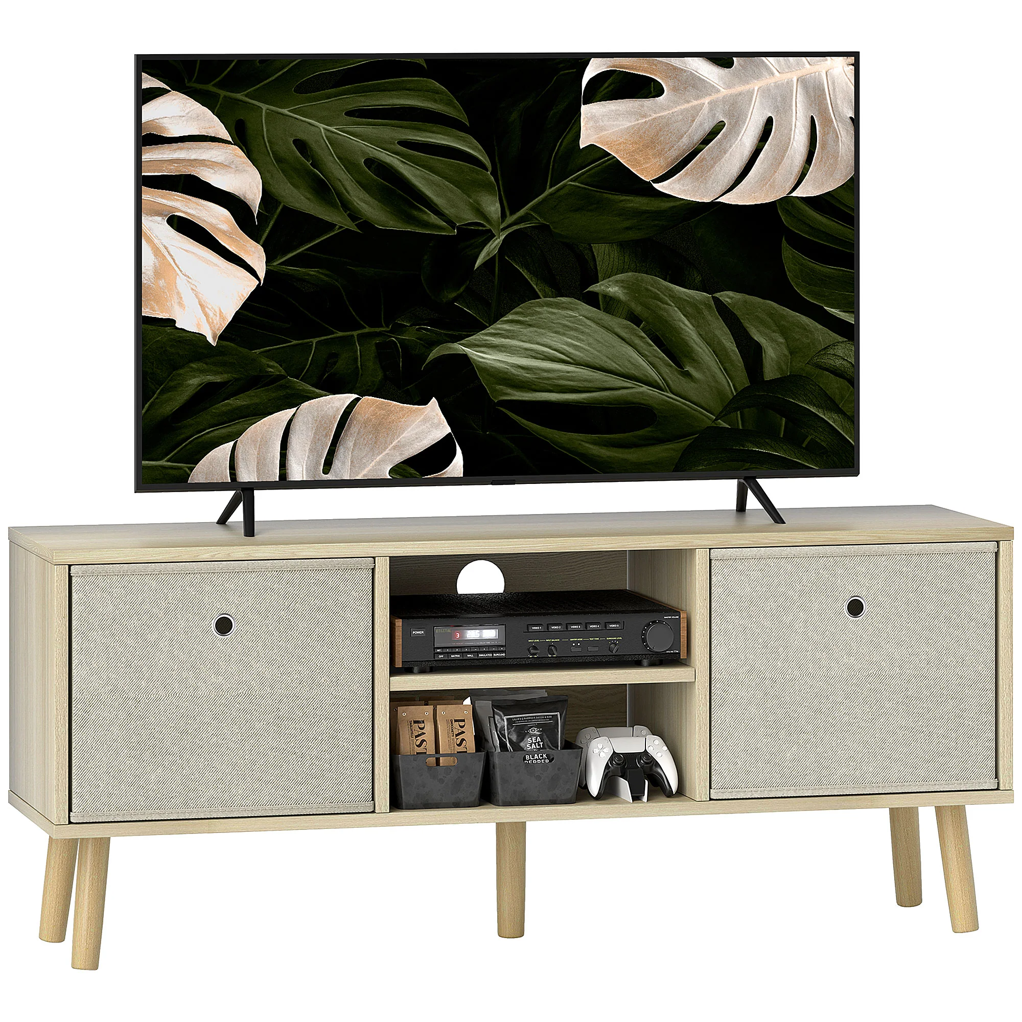 HOMCOM Modern TV Cabinet Stand w/ Shelves & Drawers - Image 10