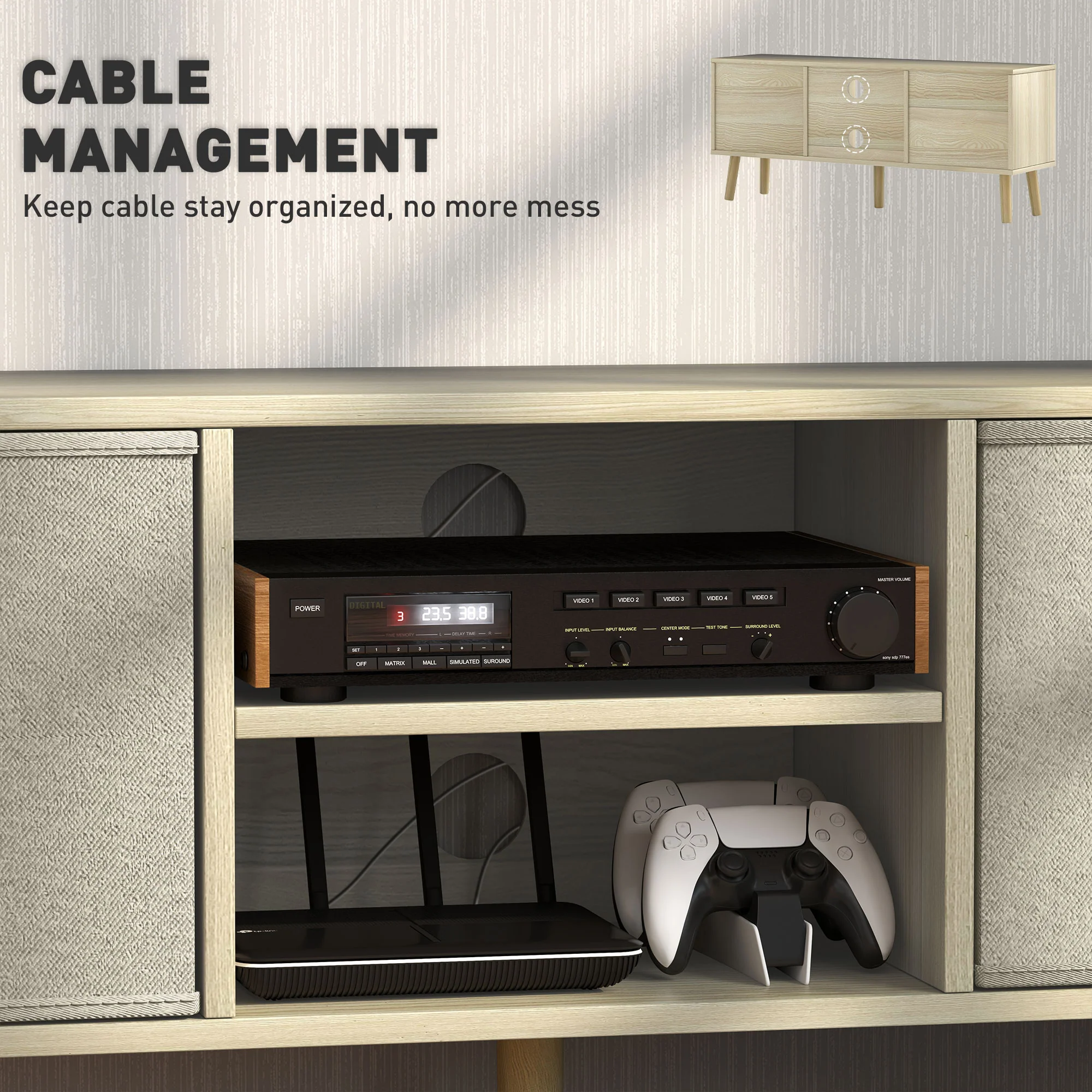 HOMCOM Modern TV Cabinet Stand w/ Shelves & Drawers - Image 15
