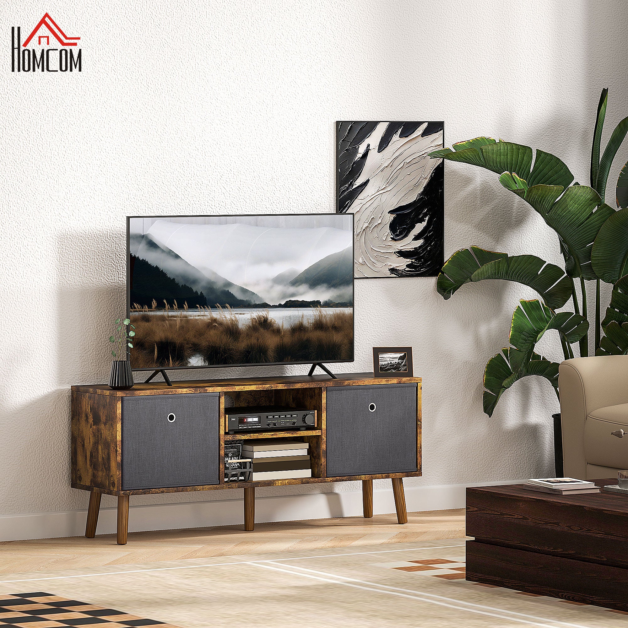 HOMCOM Modern TV Cabinet Stand w/ Shelves & Drawers - Image 20