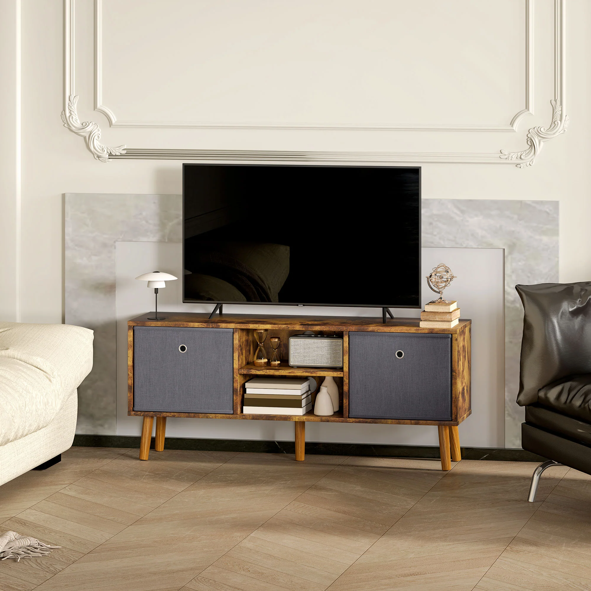 HOMCOM Modern TV Cabinet Stand w/ Shelves & Drawers - Image 26