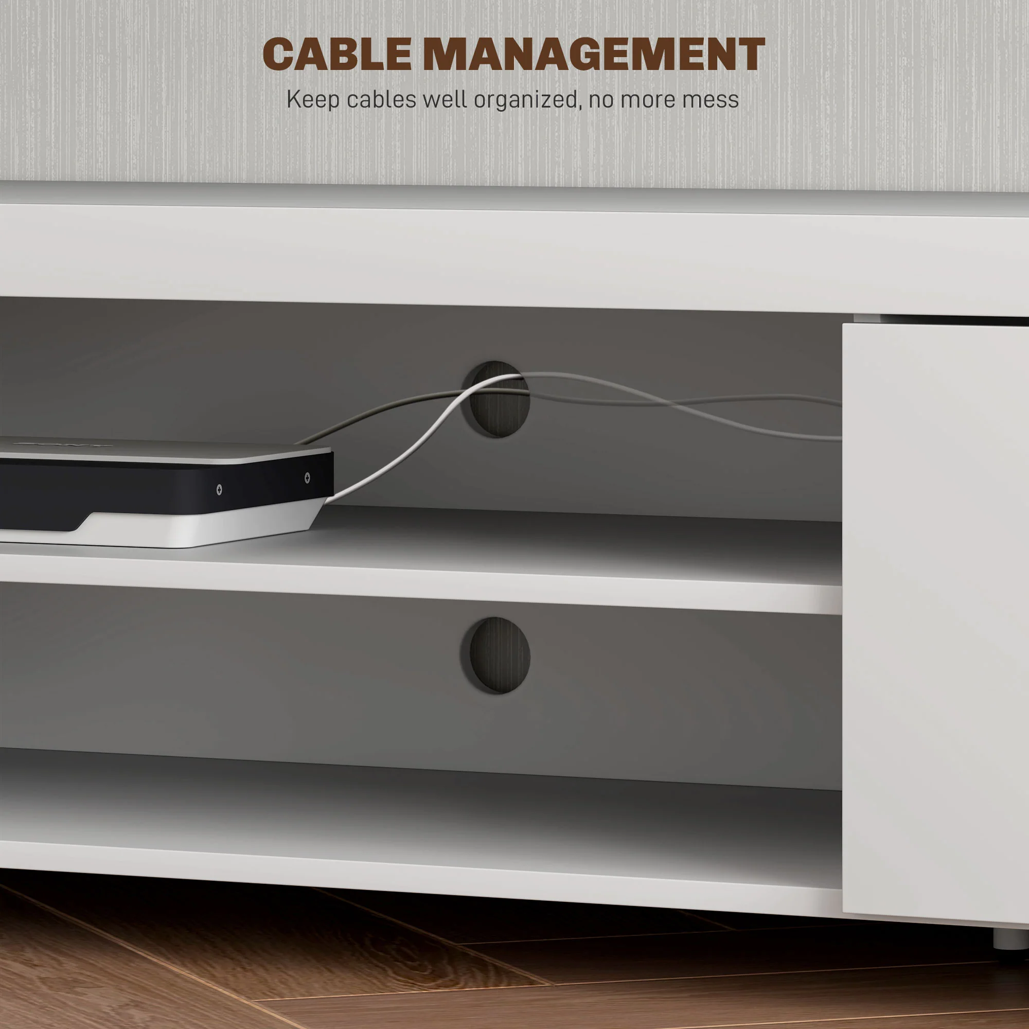 HOMCOM Modern Unit For TV W/ Cabinet Shelf For Living Room White - Image 14