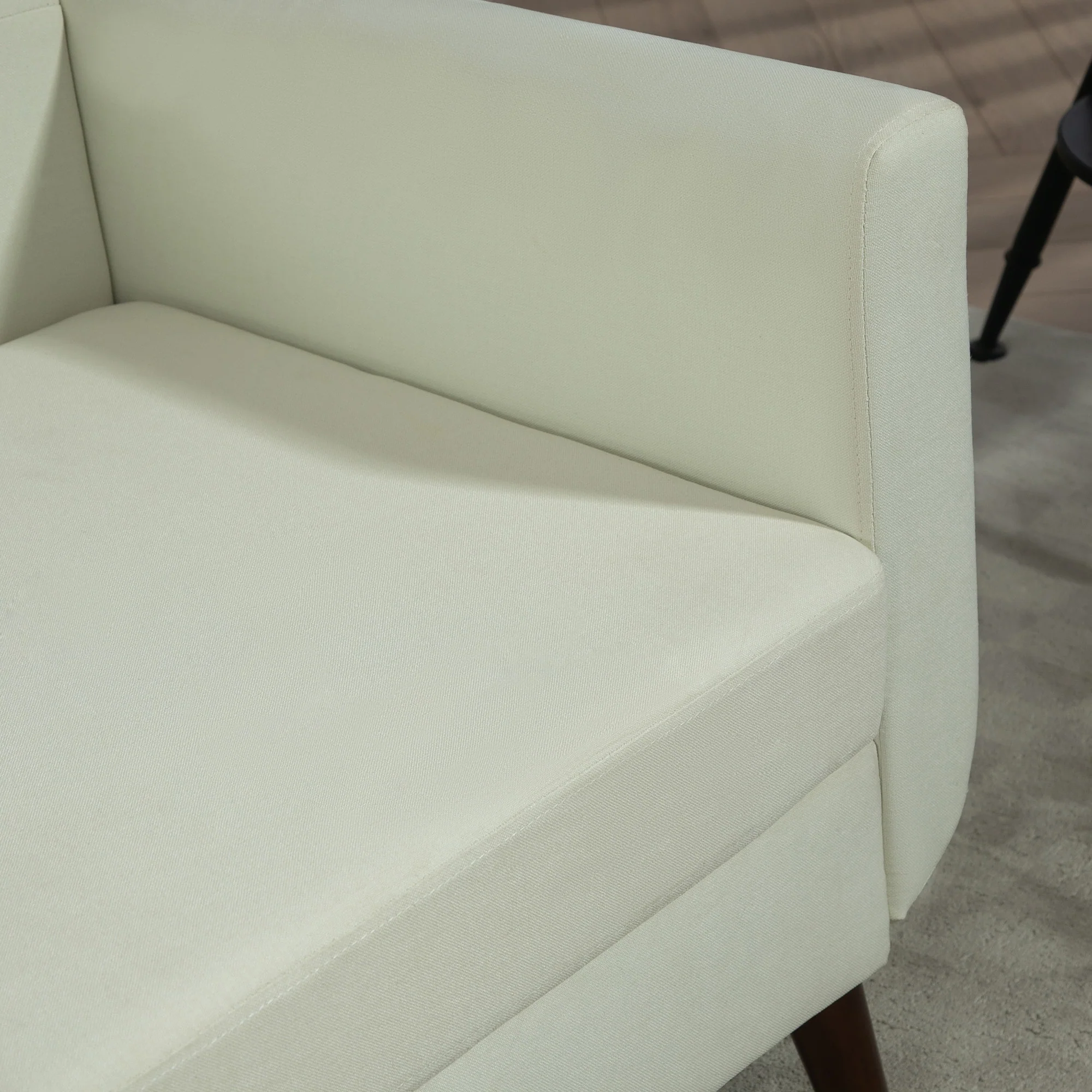 HOMCOM Modern Upholstered Fabric Loveseat Sofa for Living Room, Cream - Image 8
