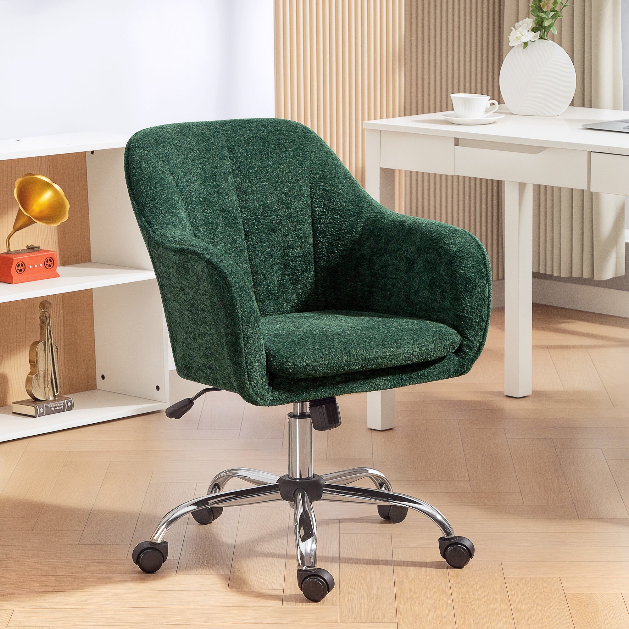 HOMCOM Modern Velvet Office Desk Chair For Bedroom, Living Room - Image 11