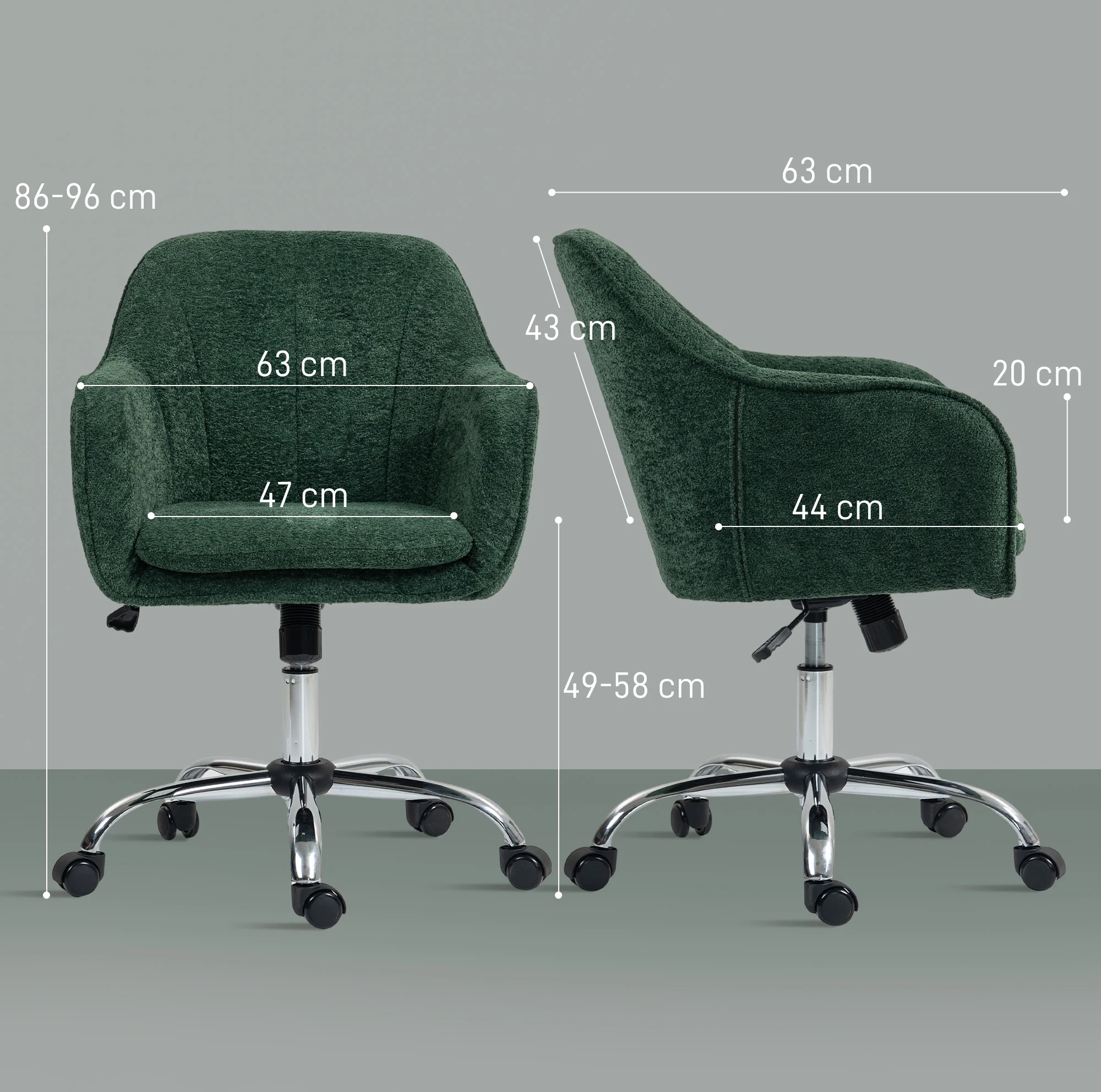 HOMCOM Modern Velvet Office Desk Chair For Bedroom, Living Room - Image 14