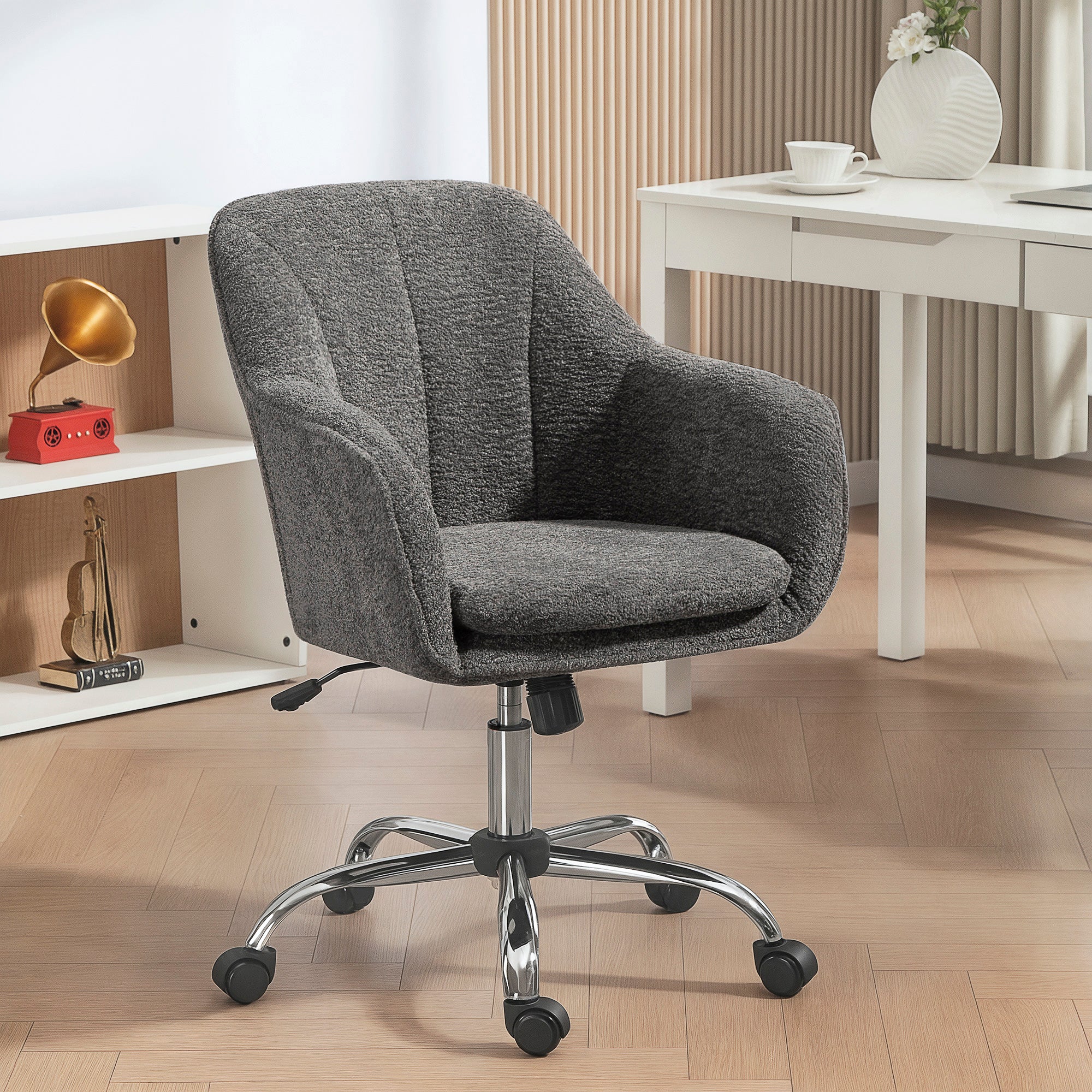 HOMCOM Modern Velvet Office Desk Chair For Bedroom, Living Room - Image 20