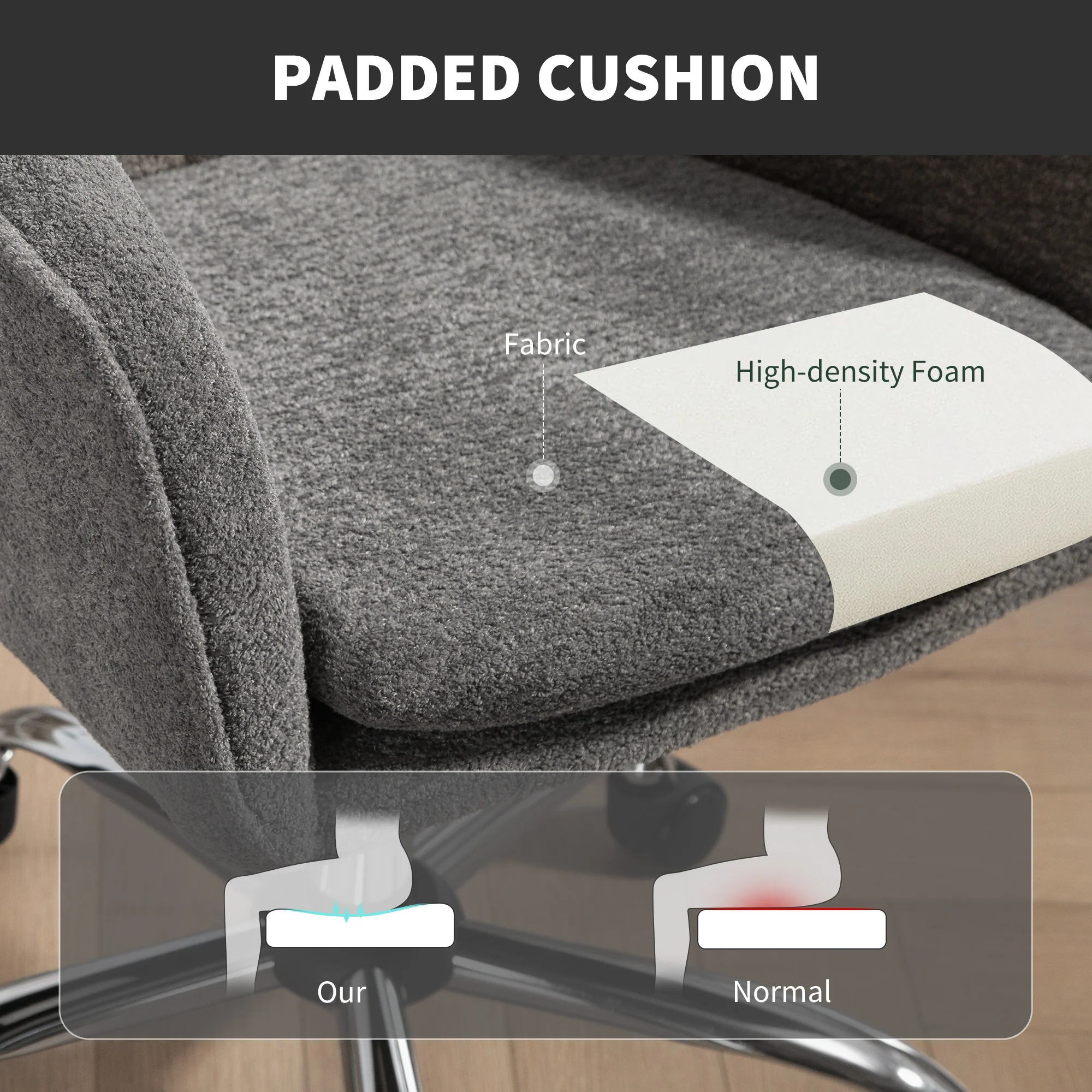 HOMCOM Modern Velvet Office Desk Chair For Bedroom, Living Room - Image 22