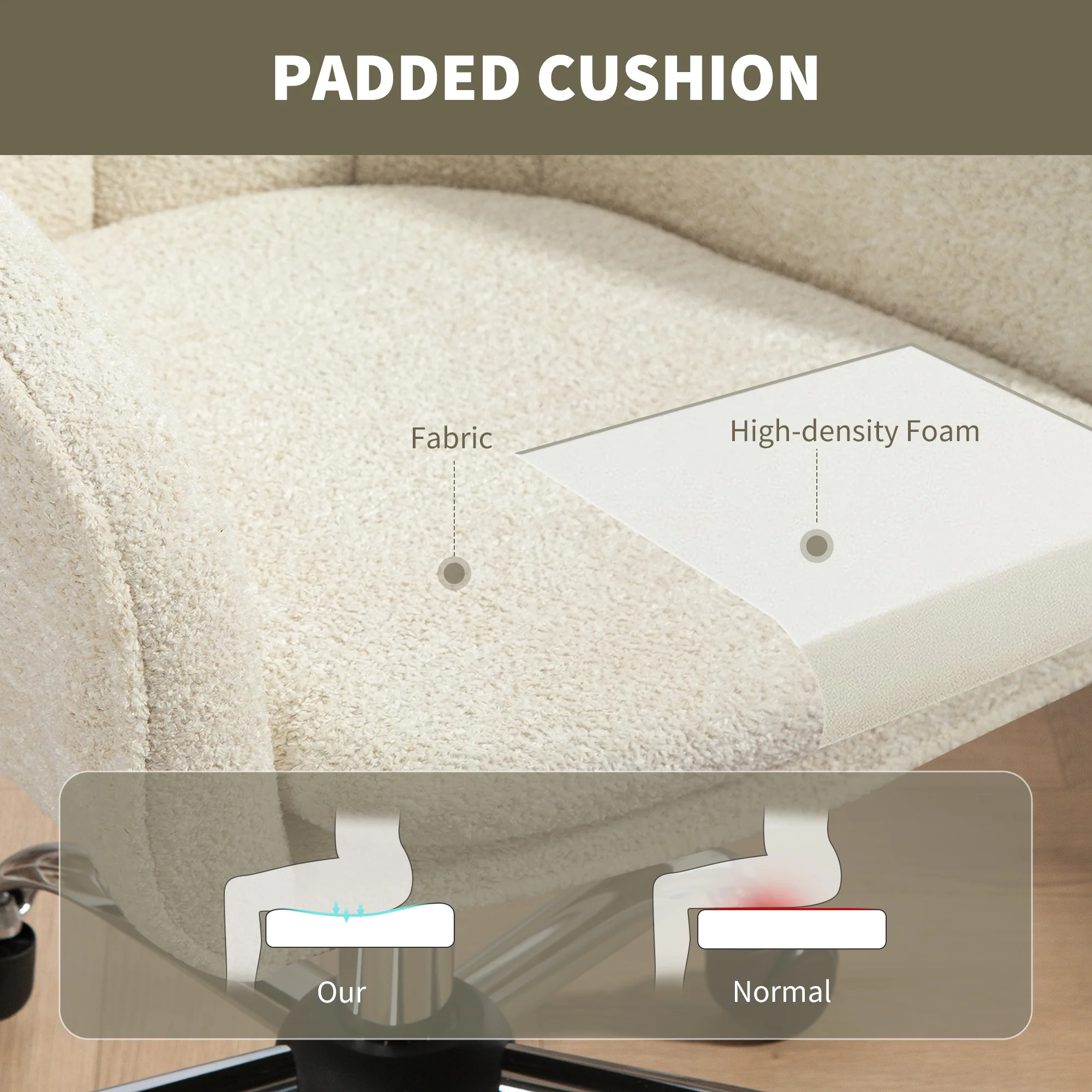 HOMCOM Modern Velvet Office Desk Chair For Bedroom, Living Room - Image 4