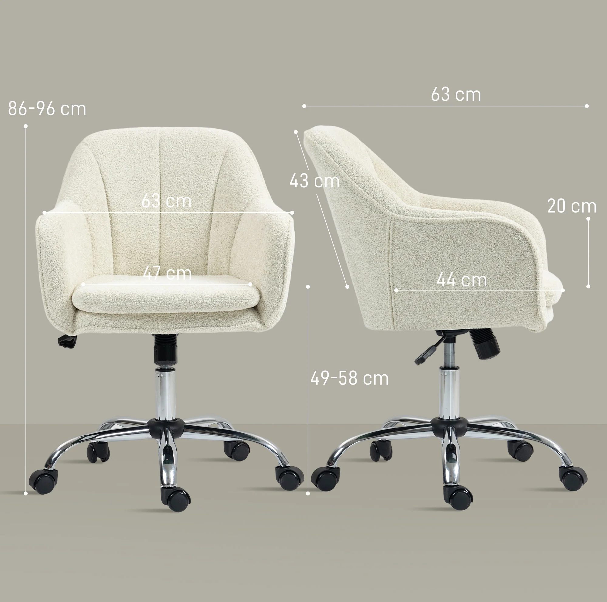 HOMCOM Modern Velvet Office Desk Chair For Bedroom, Living Room - Image 5