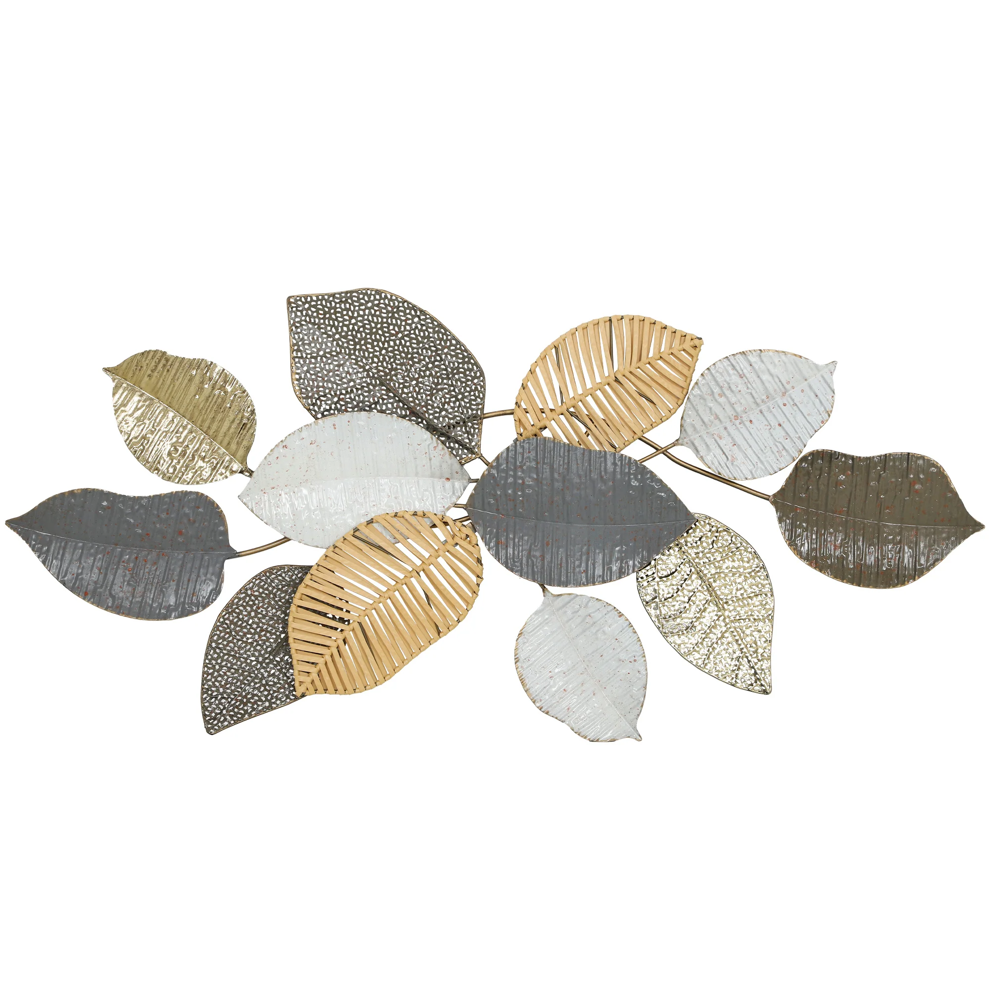 HOMCOM Modern Wall Art with Leaf Design, Metal Hanging Decoration