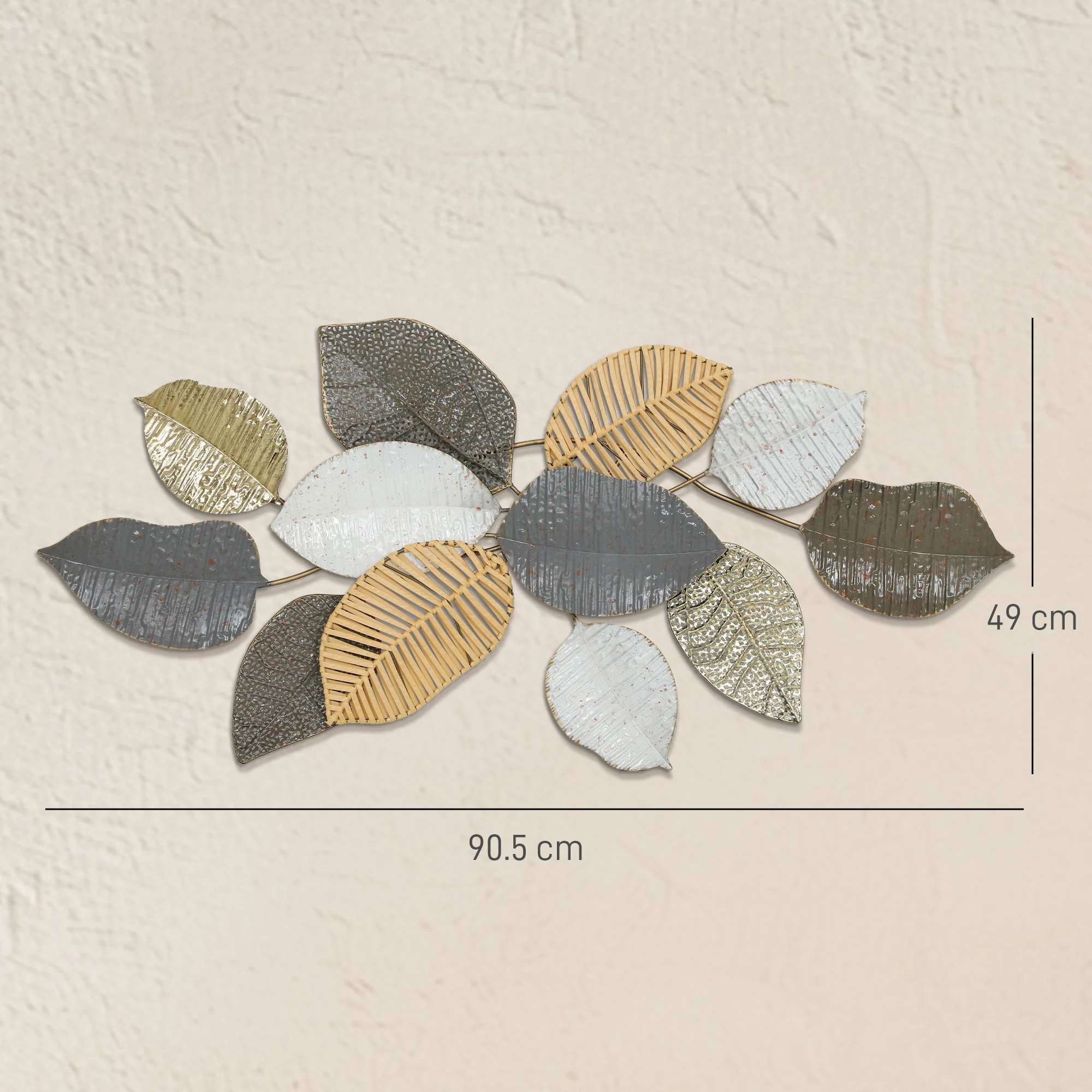 HOMCOM Modern Wall Art with Leaf Design, Metal Hanging Decoration - Image 5