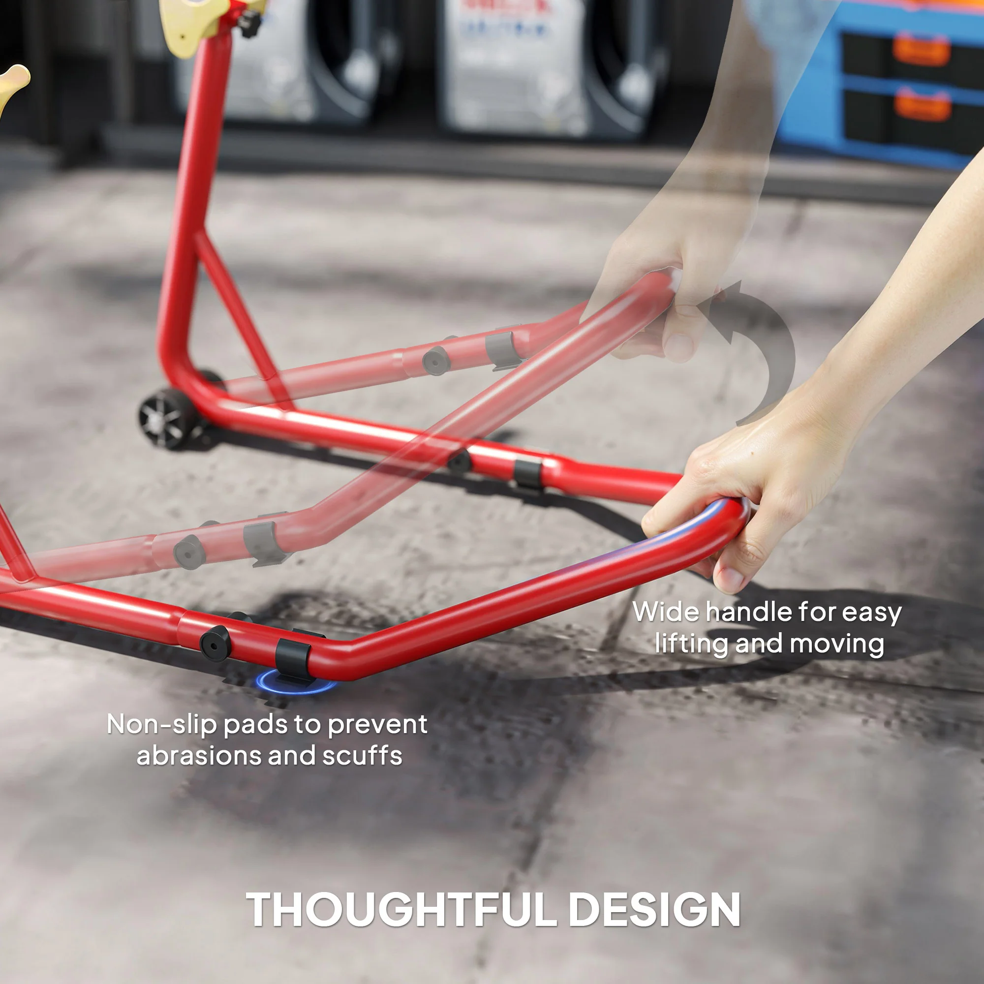 HOMCOM Motorcycle Rear Wheel Stand, 544kg Motorcycle Paddock Stand, Red - Image 7