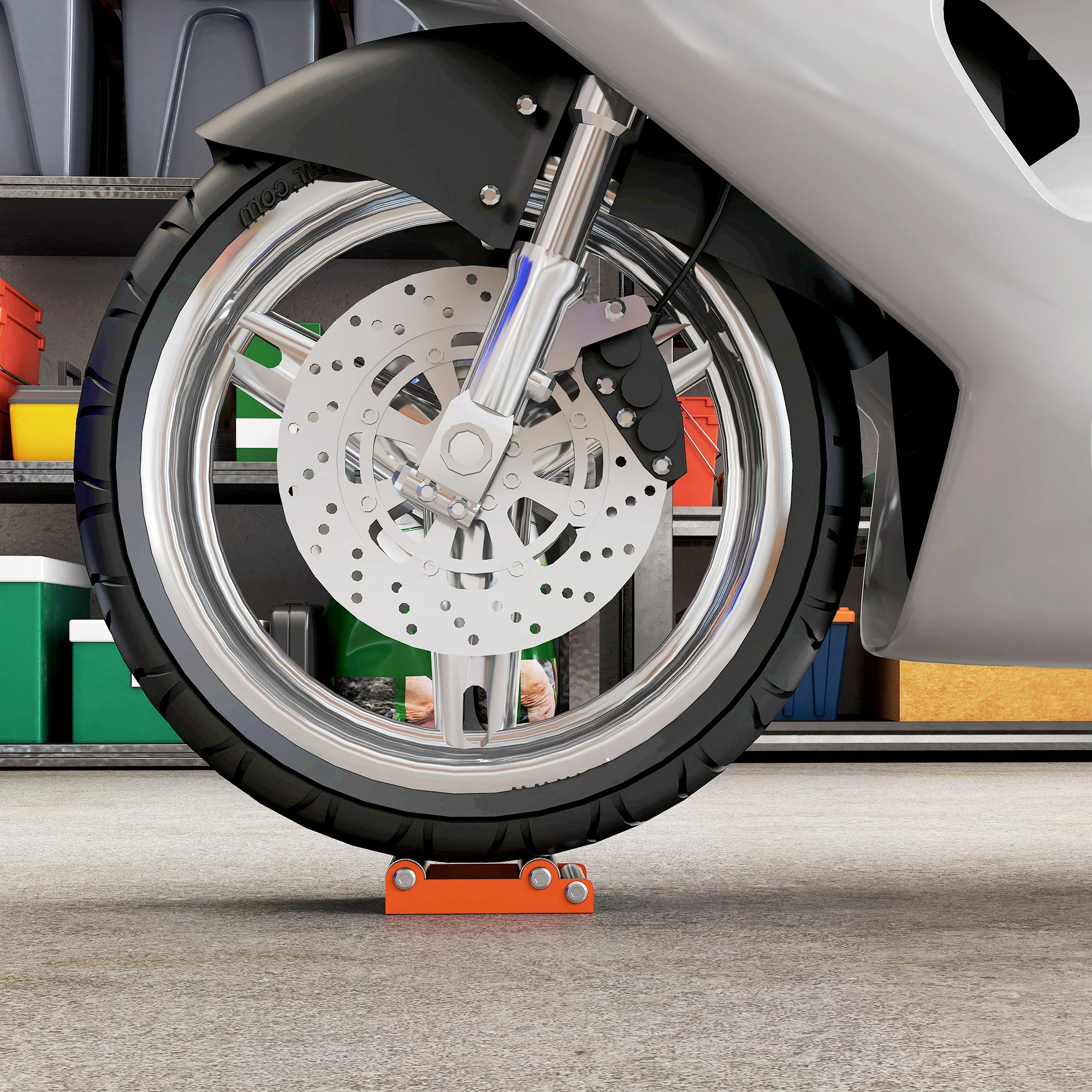 HOMCOM Motorcycle Wheel Roller Stand for Tyre Cleaning and Chain Lubrication - Image 8