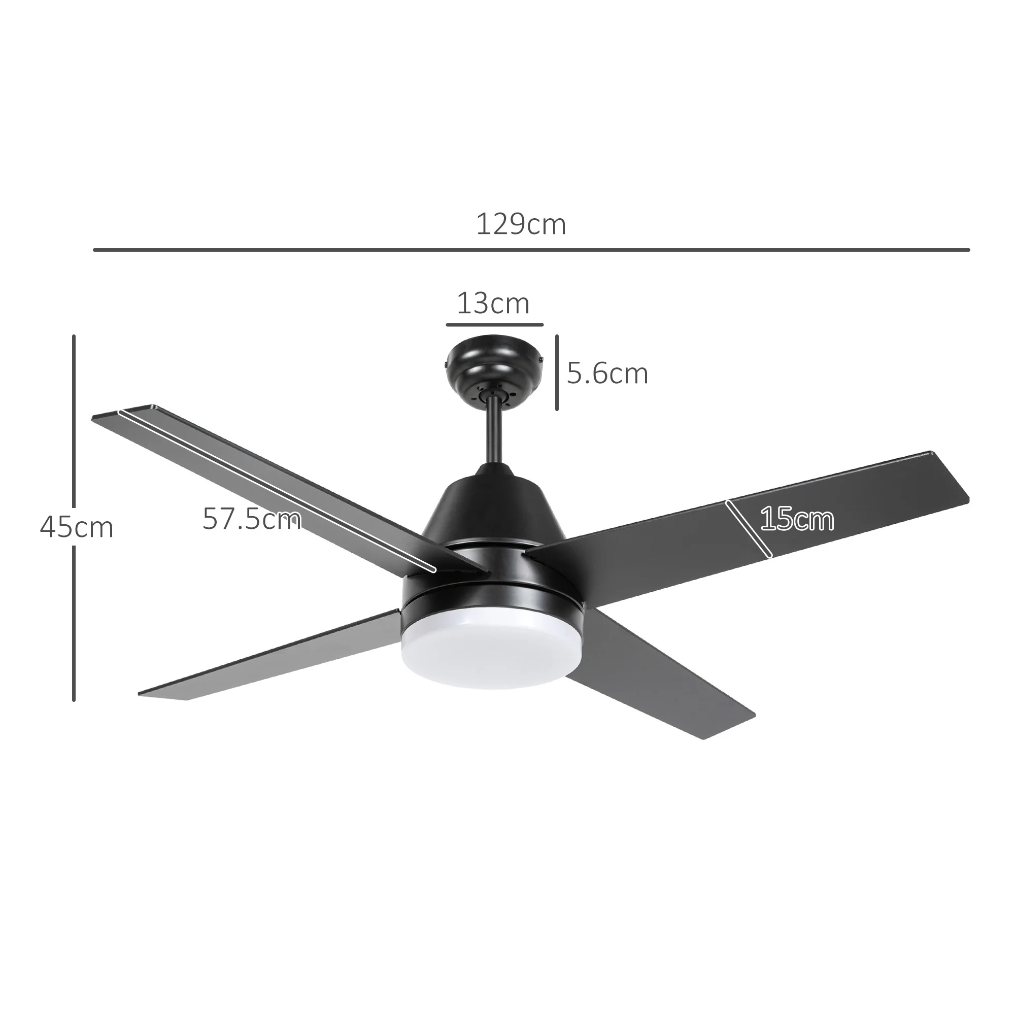 HOMCOM Mounting Reversible Ceiling Fan with Light, Remote - Image 5