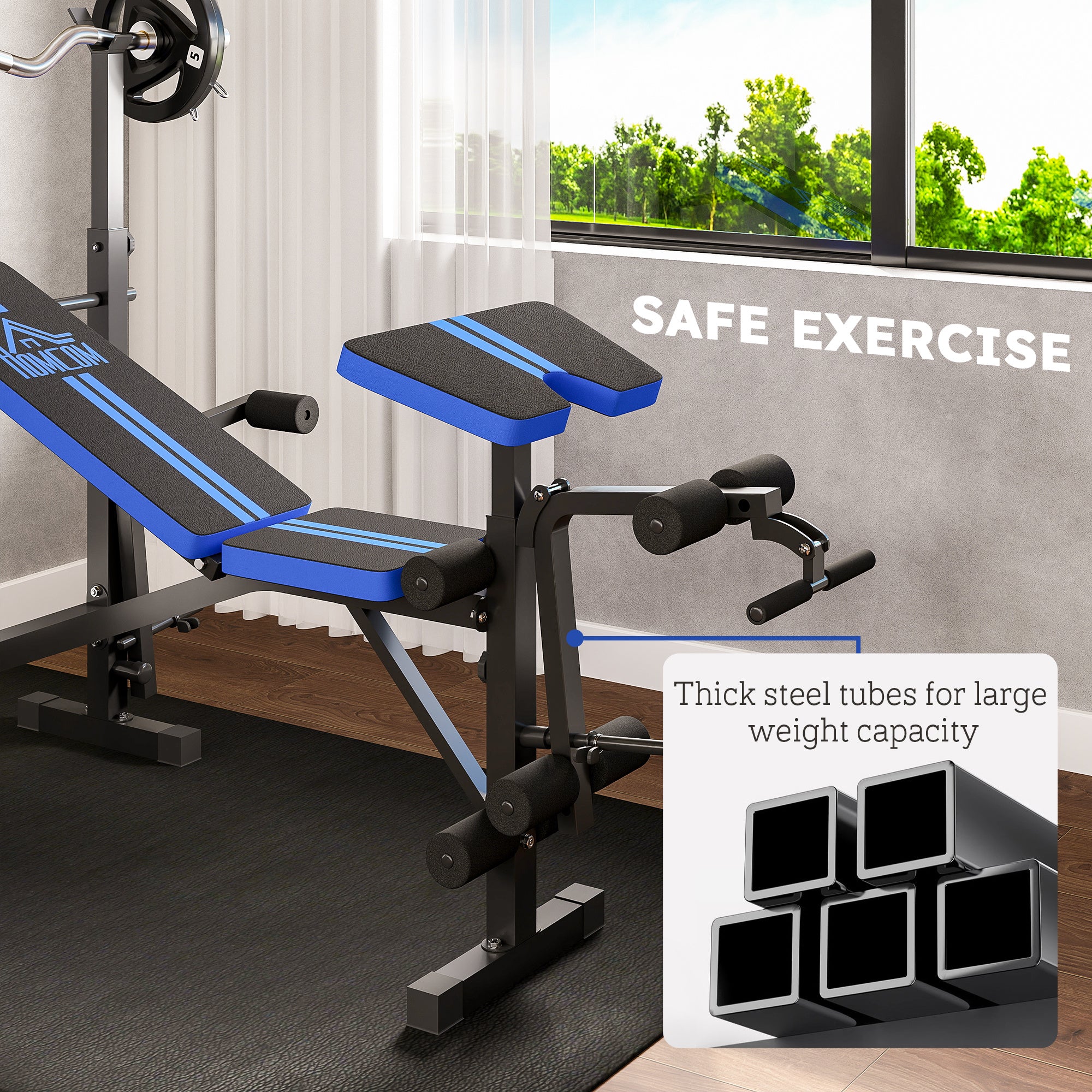 HOMCOM Multi-Function Adjustable Weight Training Bench Gym Fitness Lifting - Image 6