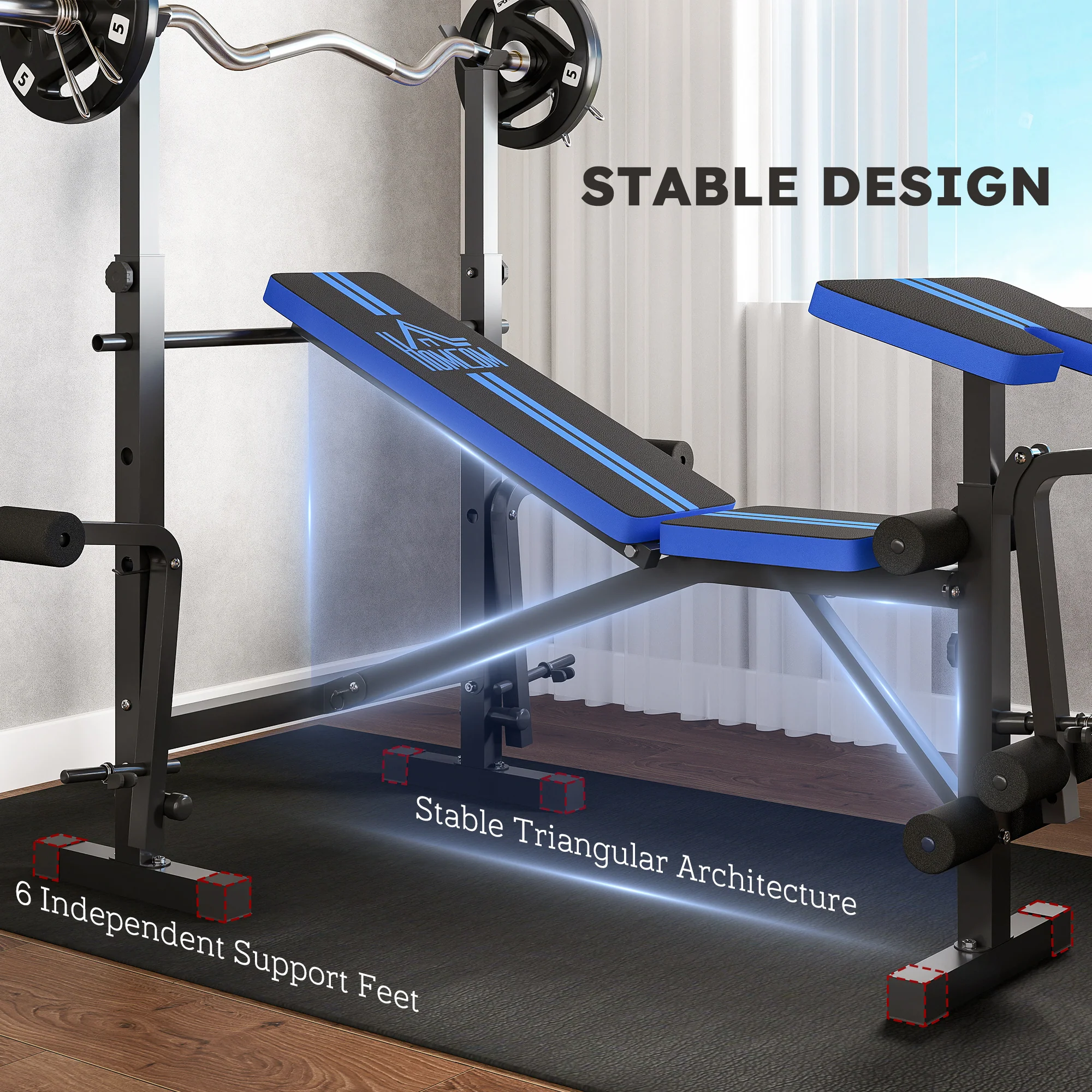 HOMCOM Multi-Function Adjustable Weight Training Bench Gym Fitness Lifting - Image 7