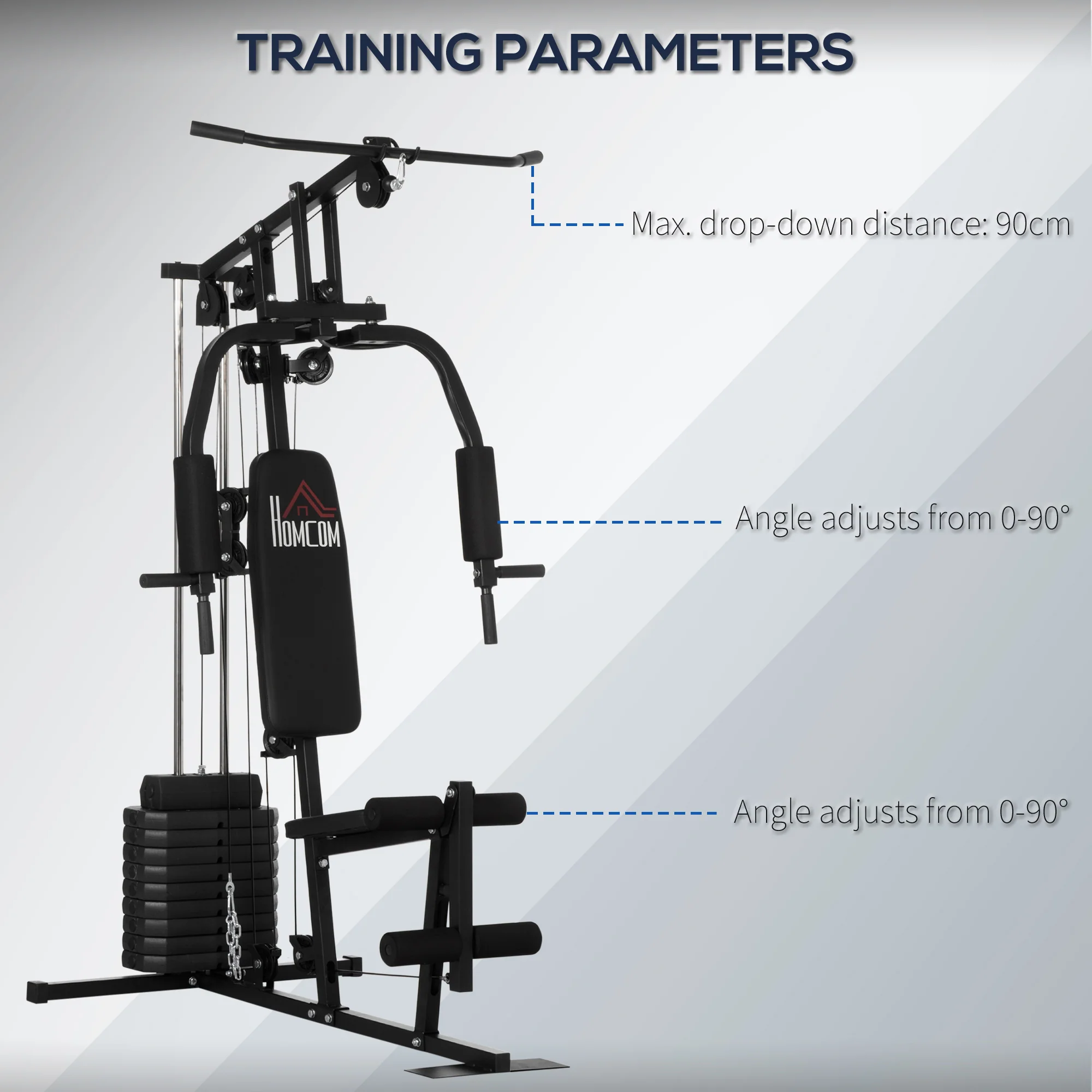 HOMCOM Multifunction Home Gym Machine with 45kg Weights for Full Body Workout - Image 6