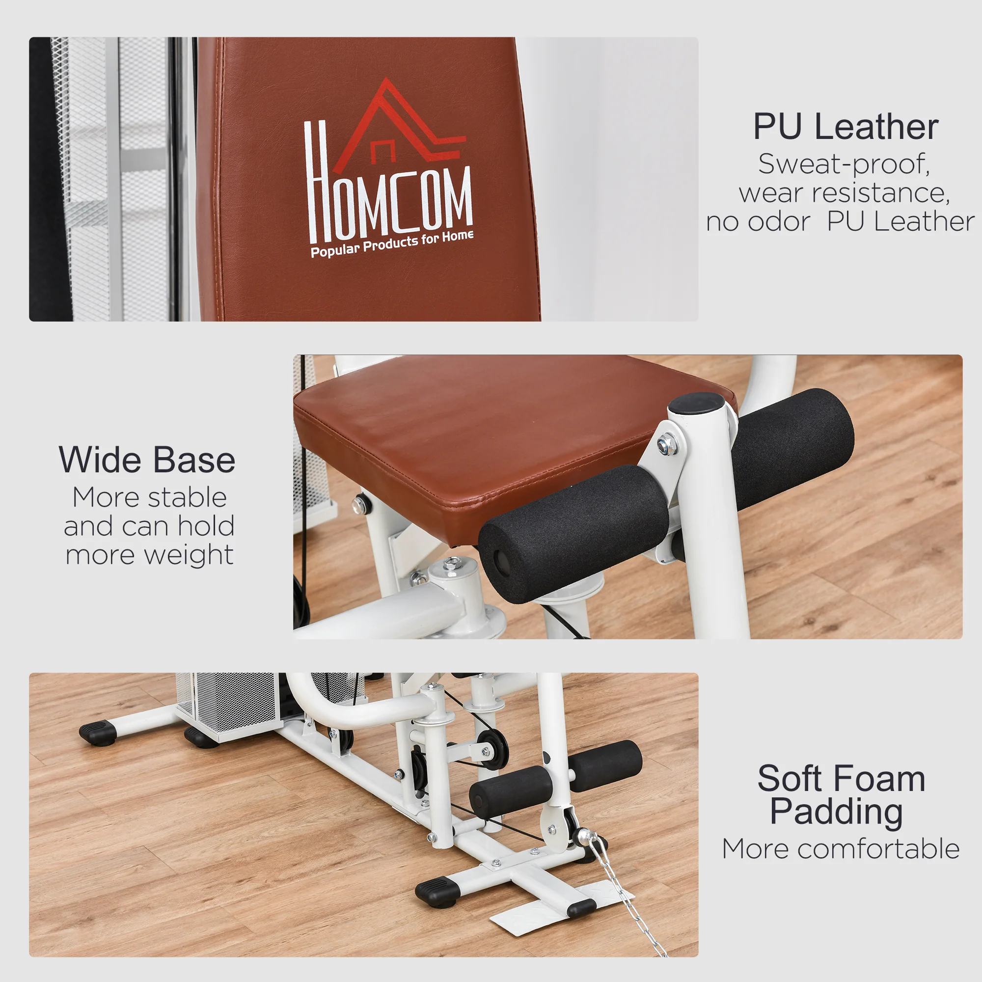 HOMCOM Multifunction Home Gym Weight Training Station Machine White - Image 7