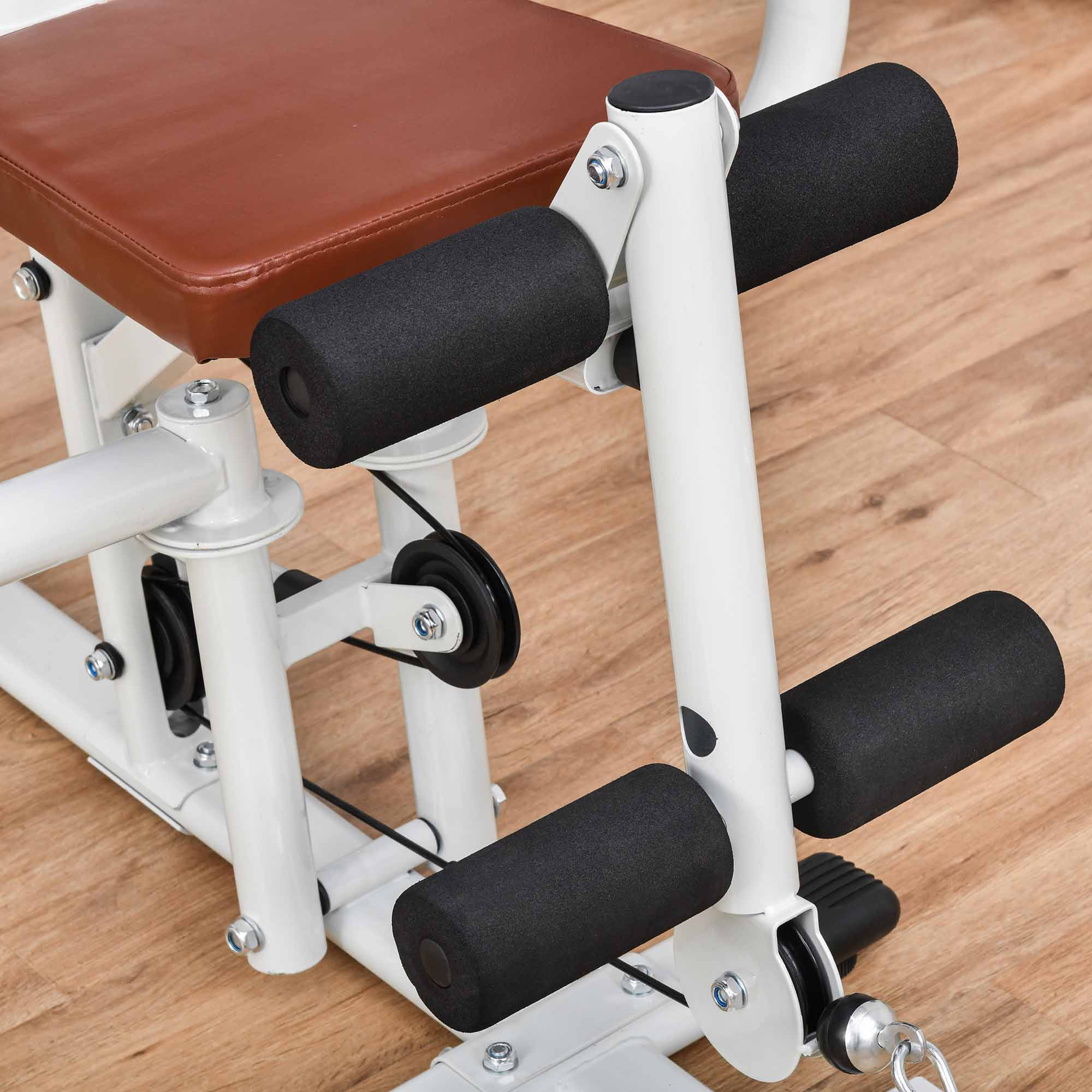 HOMCOM Multifunction Home Gym Weight Training Station Machine White - Image 8