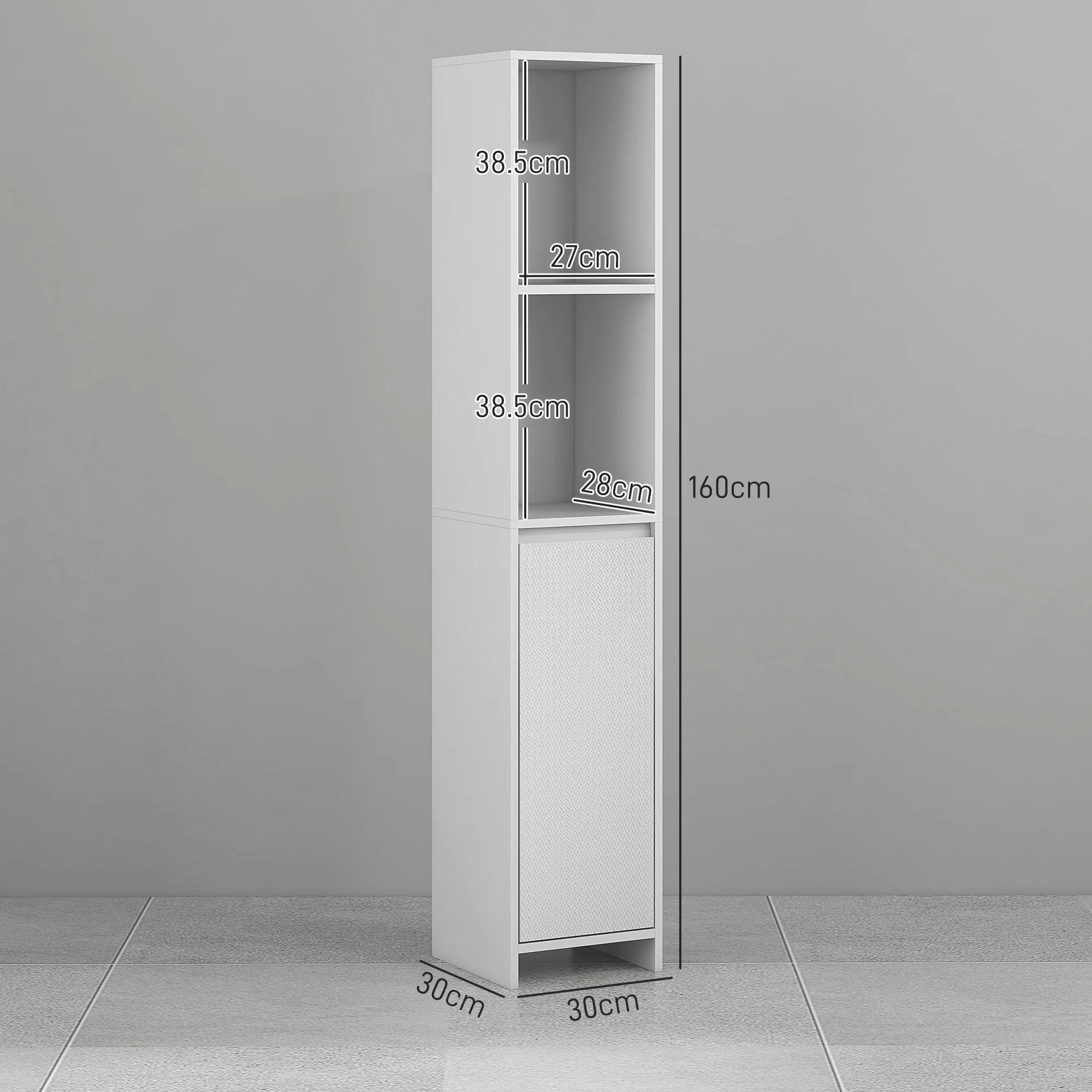 HOMCOM Narrow Bathroom Cabinet, Slim Bathroom Cupboard, White - Image 5