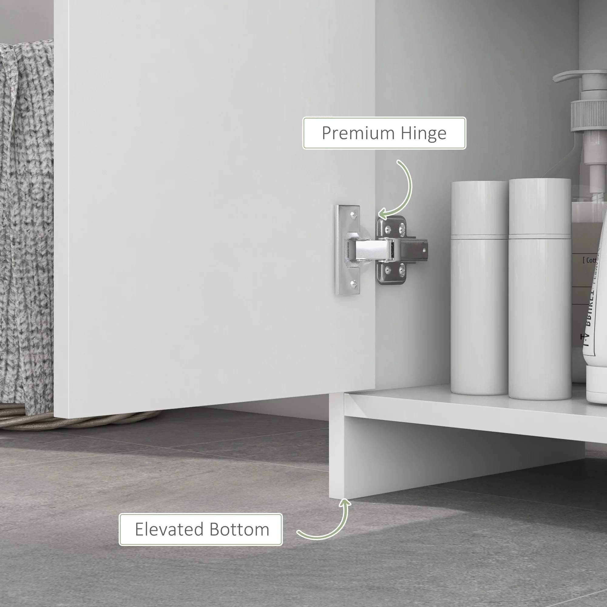 HOMCOM Narrow Bathroom Cabinet, Slim Bathroom Cupboard, White - Image 6