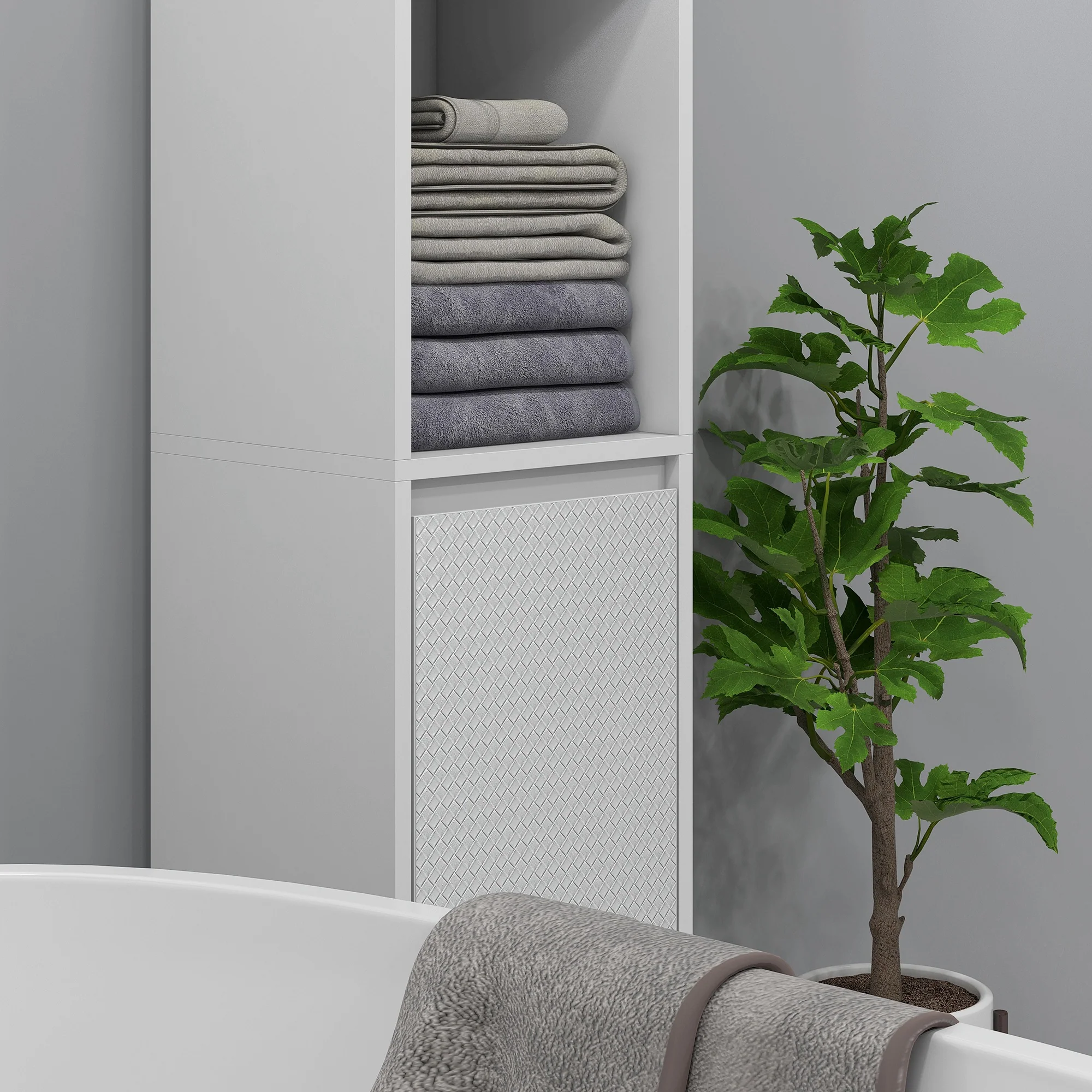 HOMCOM Narrow Bathroom Cabinet, Slim Bathroom Cupboard, White - Image 8