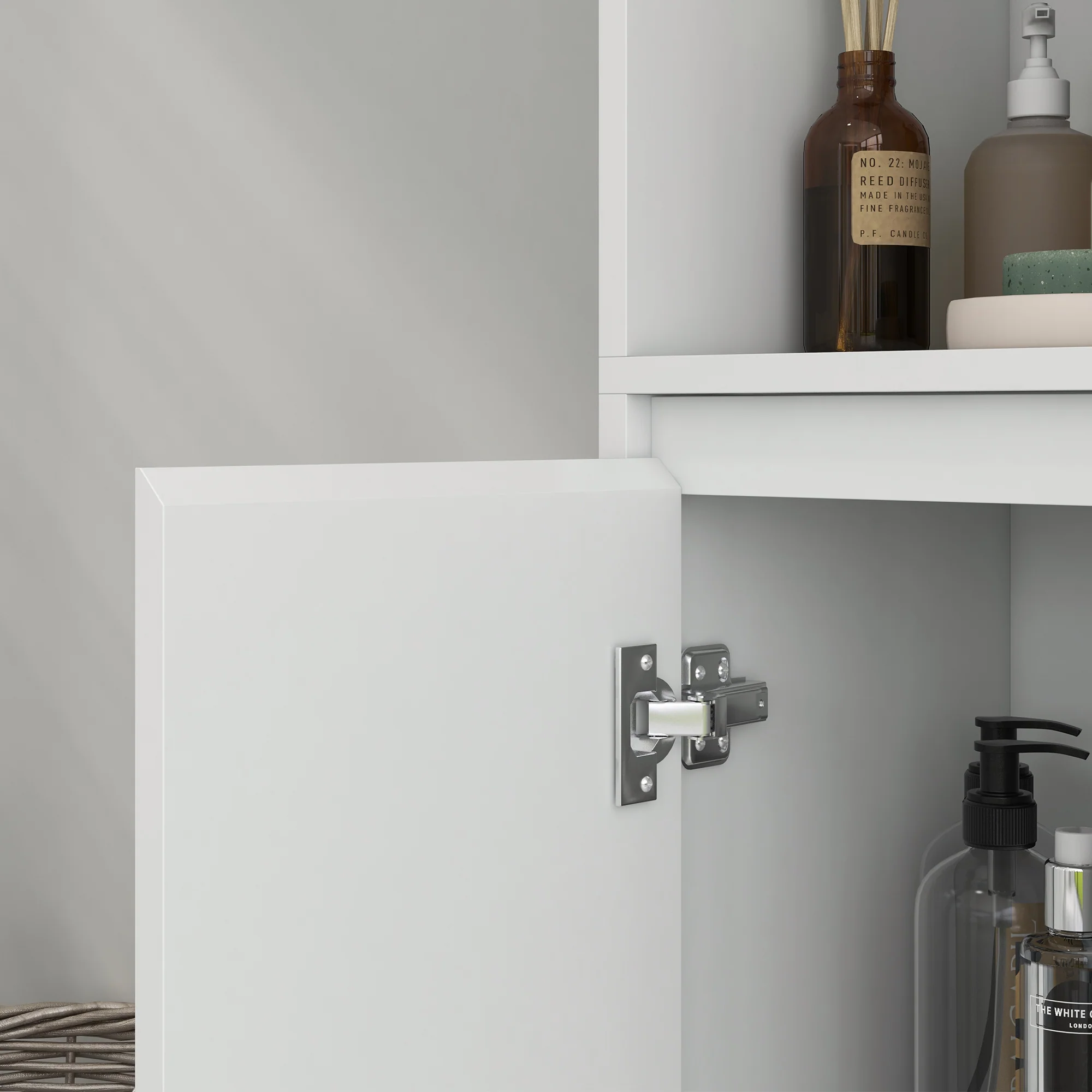 HOMCOM Narrow Bathroom Cabinet, Slim Bathroom Cupboard, White - Image 9