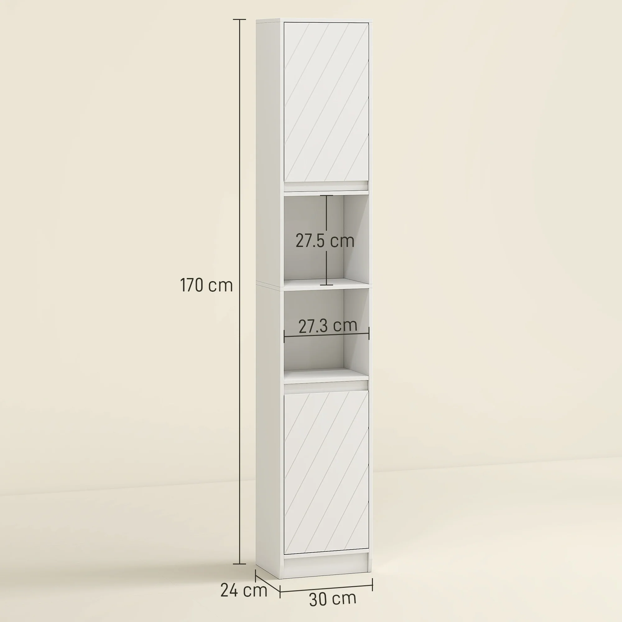 HOMCOM Narrow Bathroom Storage Cabinet with Open Compartment, White - Image 5