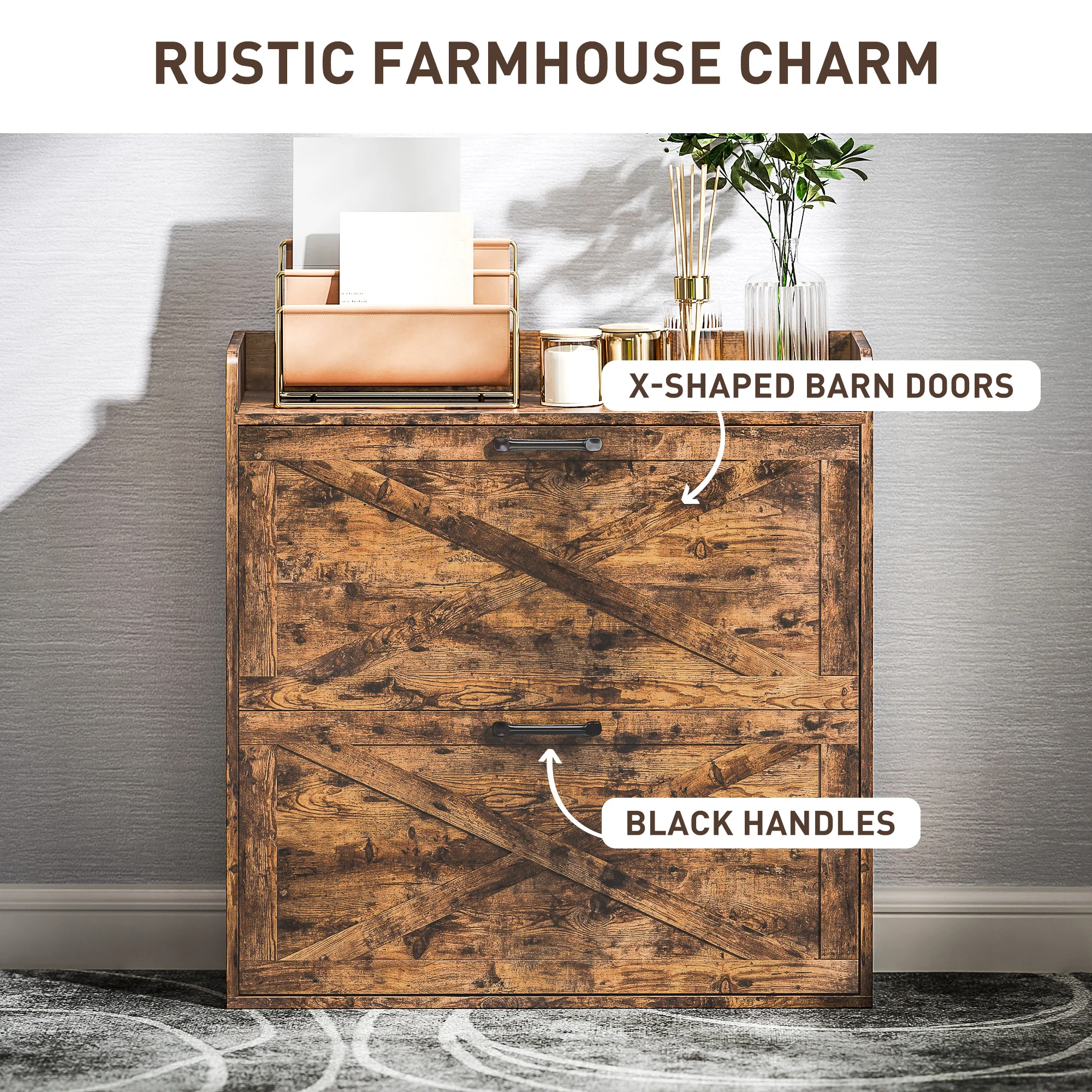 HOMCOM Narrow Shoe Cabinet Farmhouse Slim Shoe Storage Cabinet Rustic Brown - Image 6