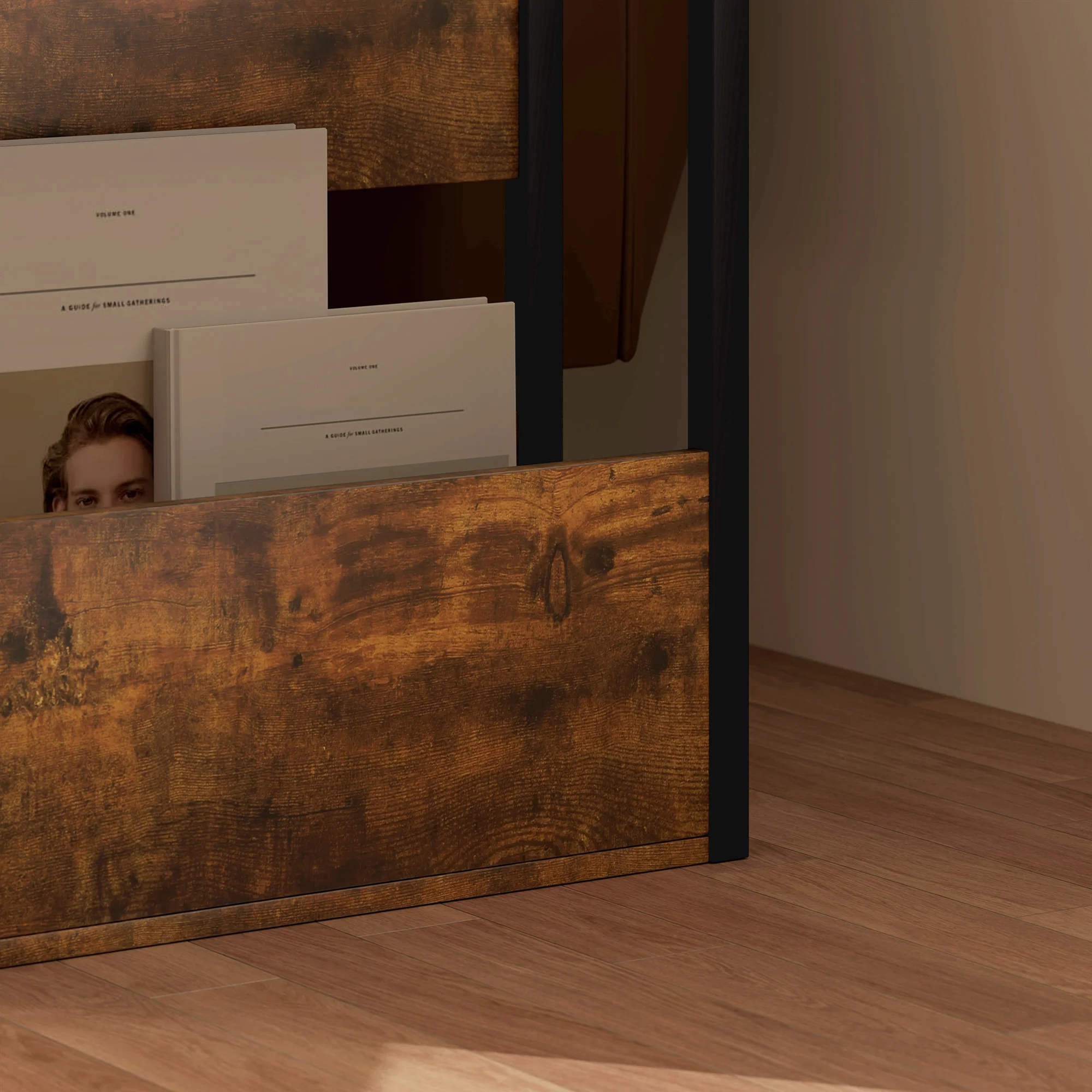 HOMCOM Narrow Side Table with Storage, Bedside End Table, Rustic Brown - Image 9