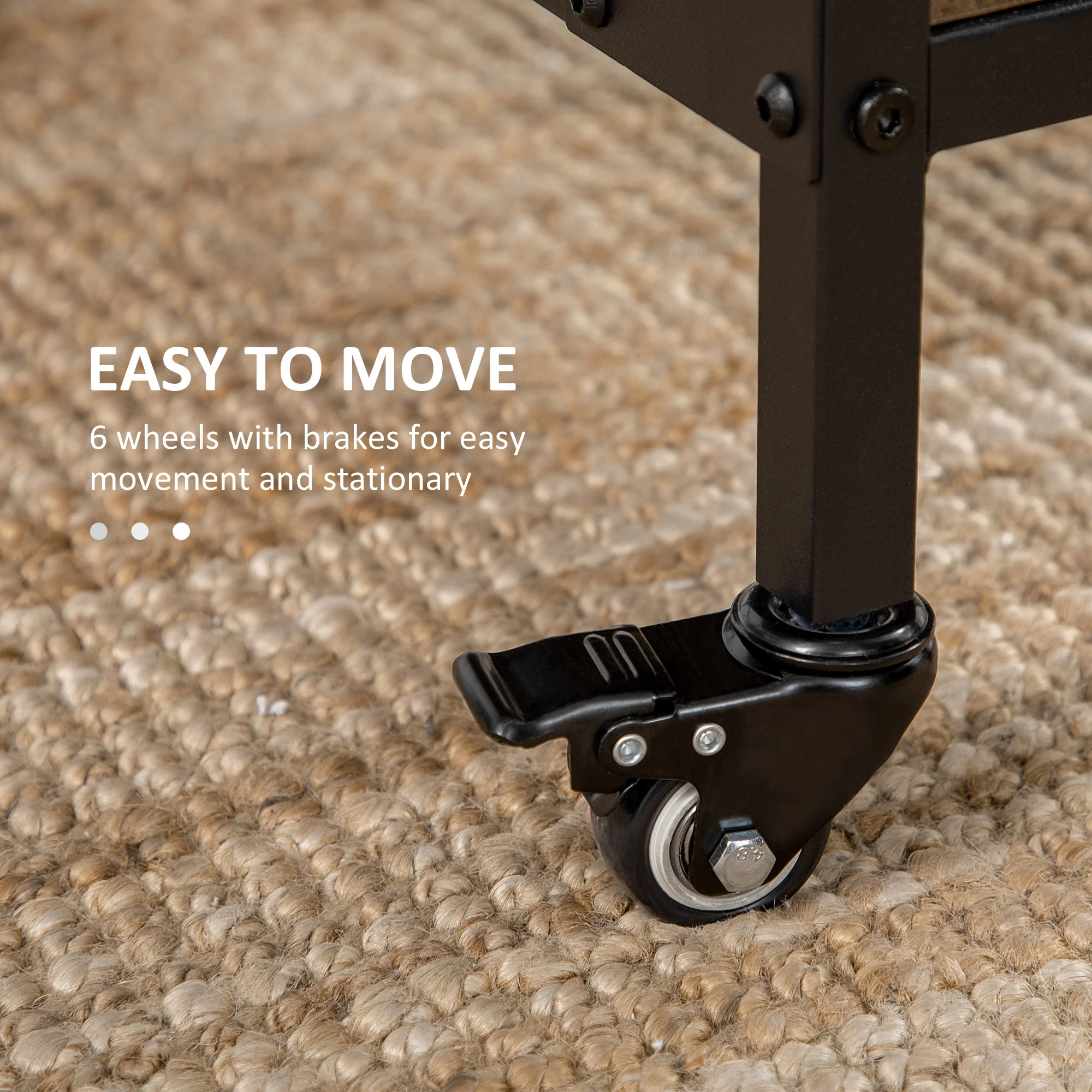 HOMCOM Natural Mobile Drop Leaf Dining Table On Wheels With Storage Shelf - Image 16