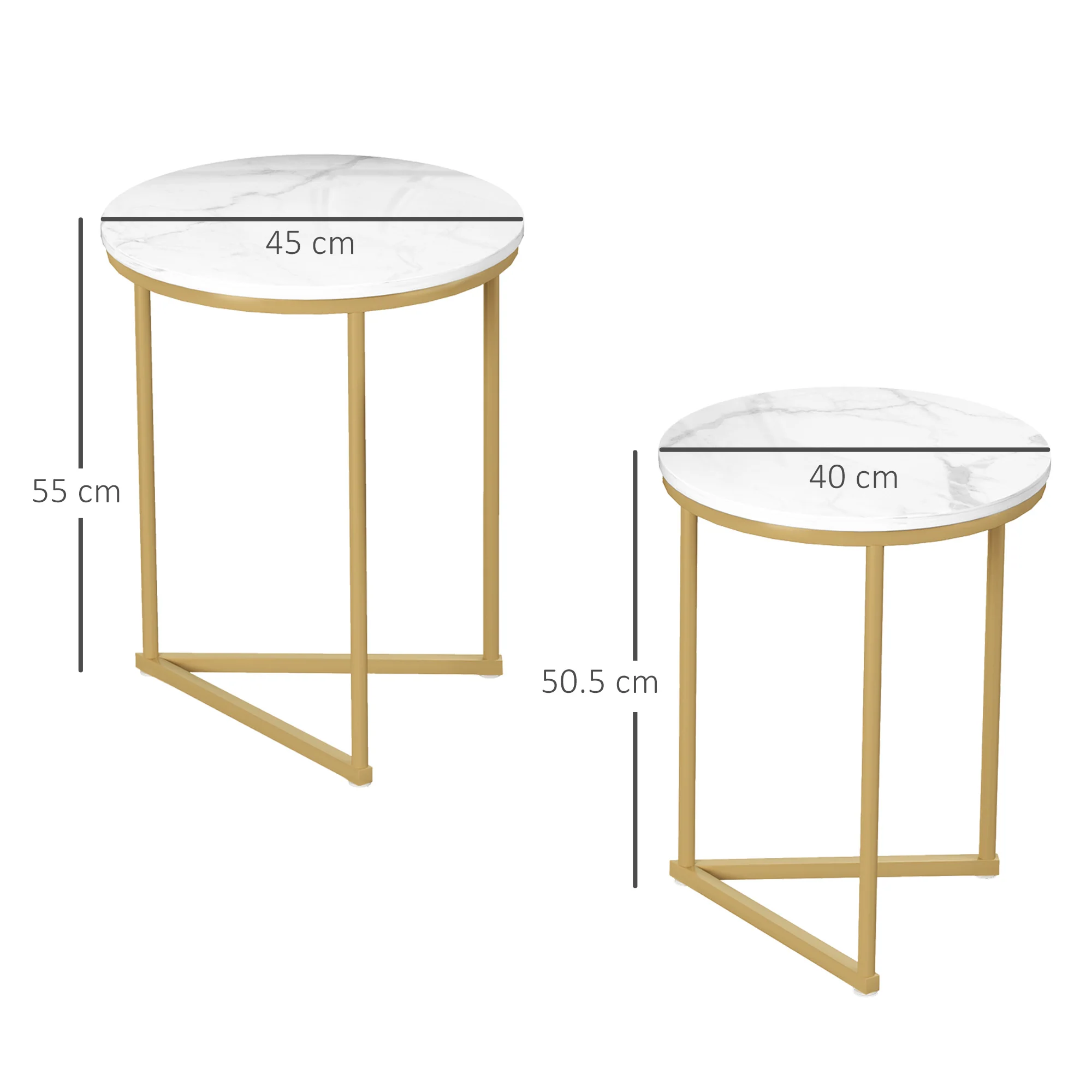 HOMCOM Nesting Coffee Table Set of 2 with Metal Frame, Gold Tone - Image 5