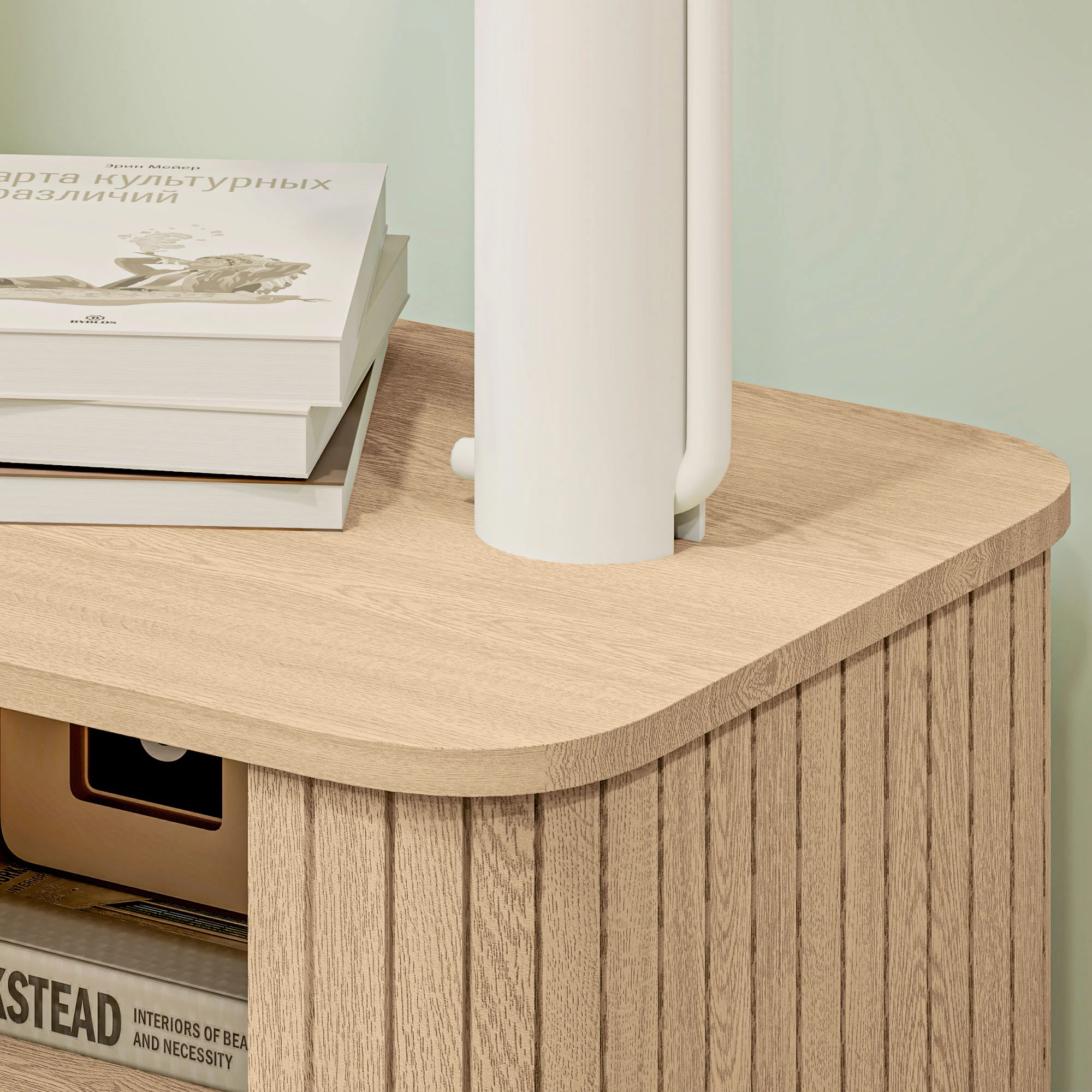 HOMCOM Nightstand With Sliding Doors And Metal Legs For Bedroom Oak Tone - Image 8