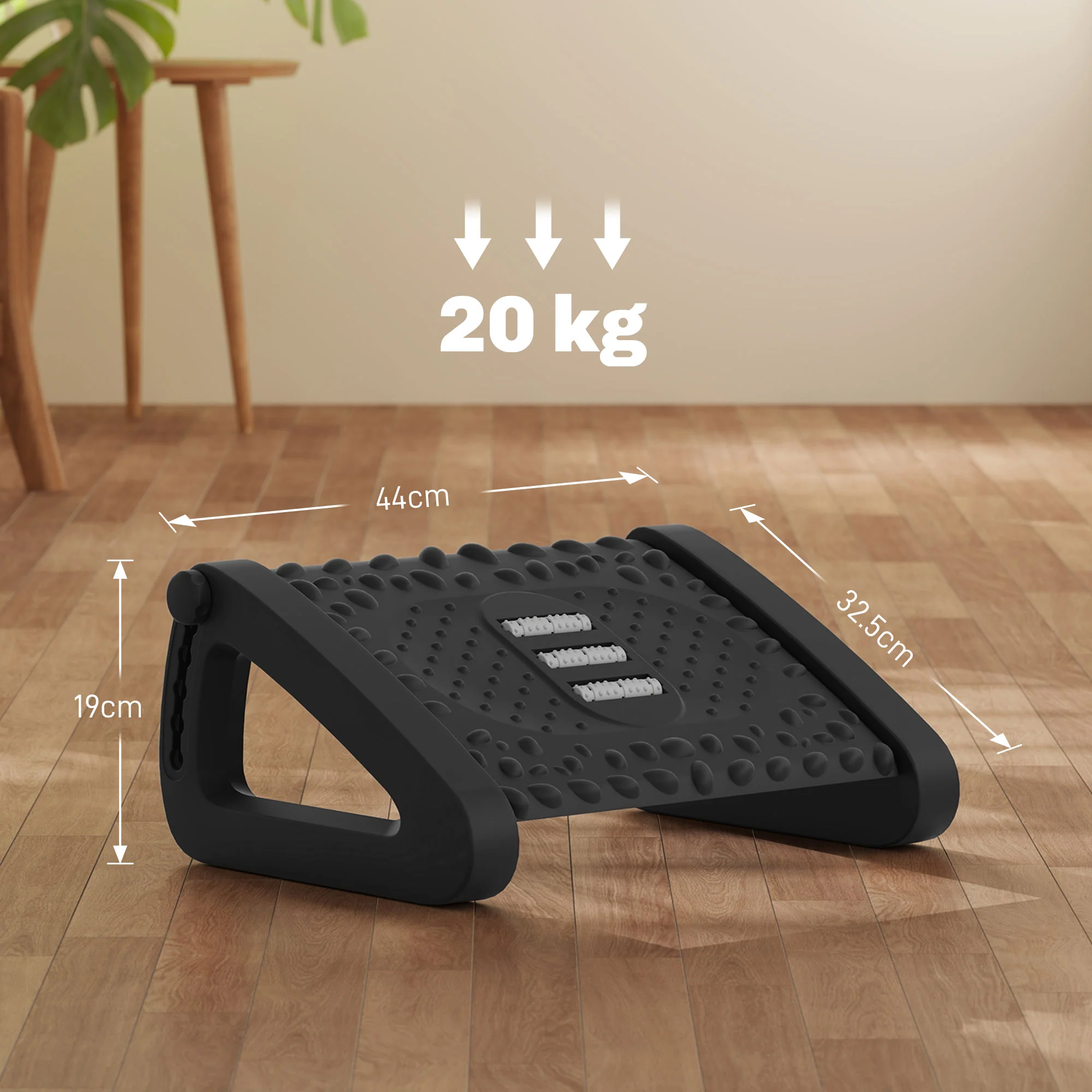 HOMCOM Non-Slip Foot Rest Under Desk Office Footrest With Adjustable Height - Image 5