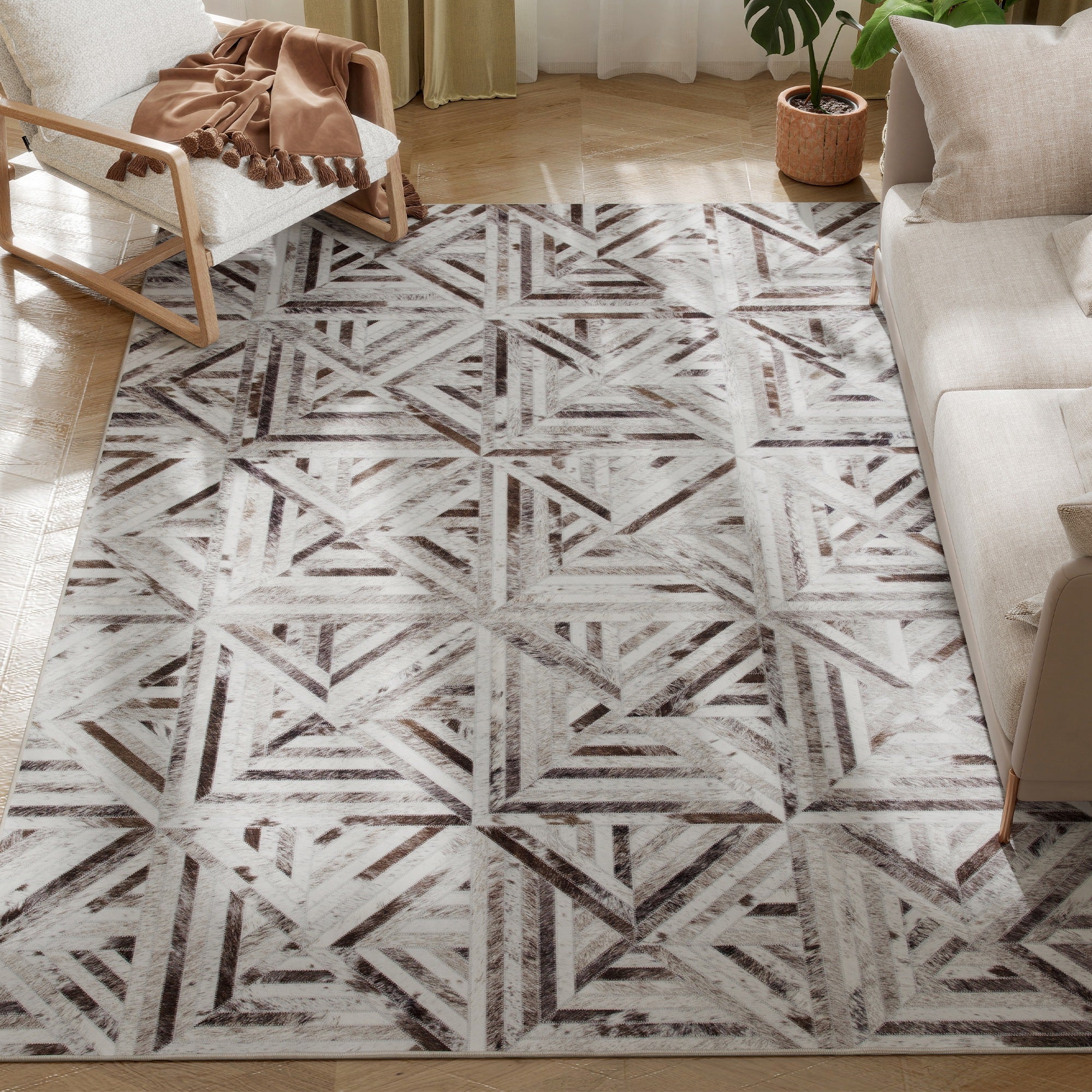 HOMCOM Non-Slip Washable Rug, Chenille Floor Carpet For Living Room, - Image 10