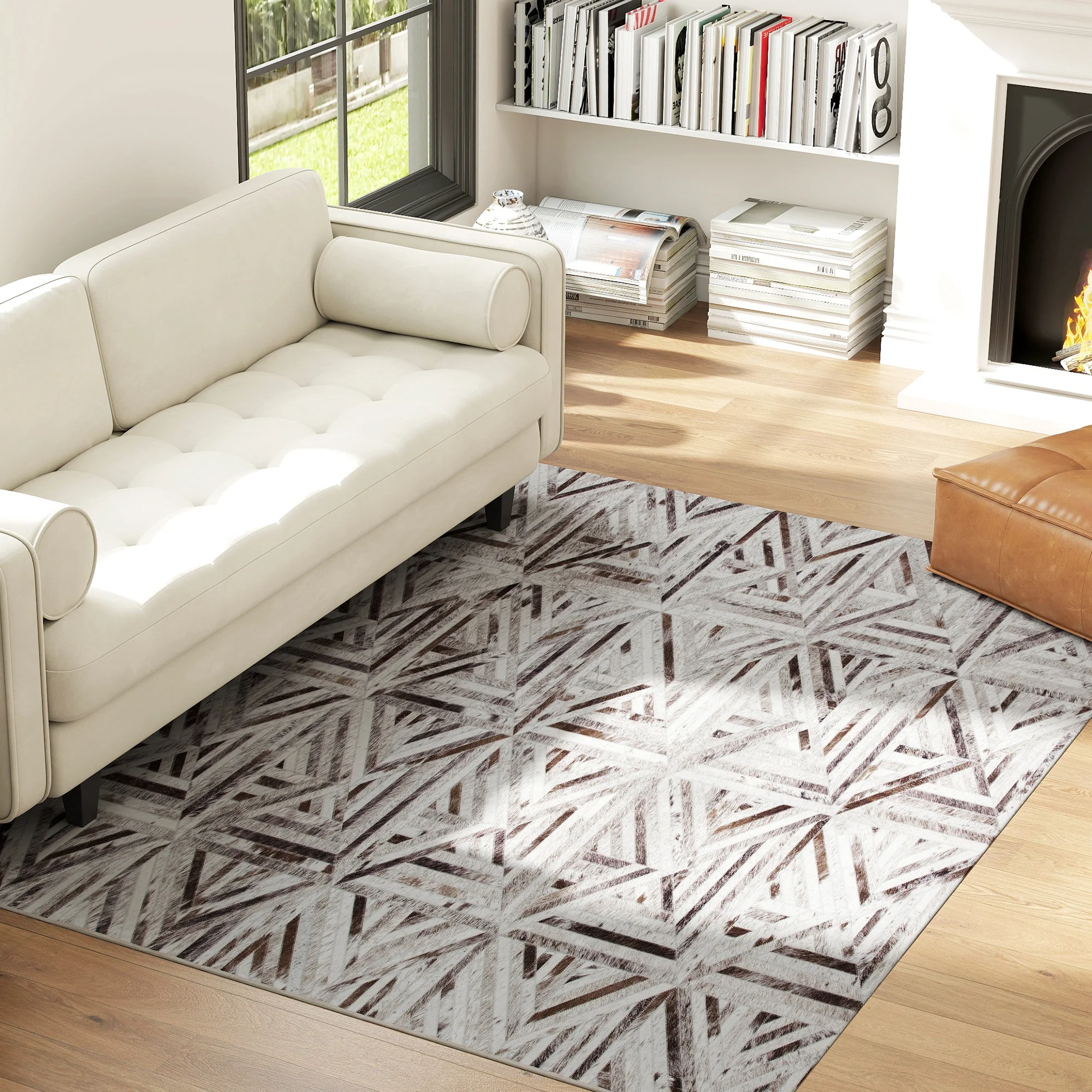 HOMCOM Non-Slip Washable Rug, Chenille Floor Carpet For Living Room, - Image 11